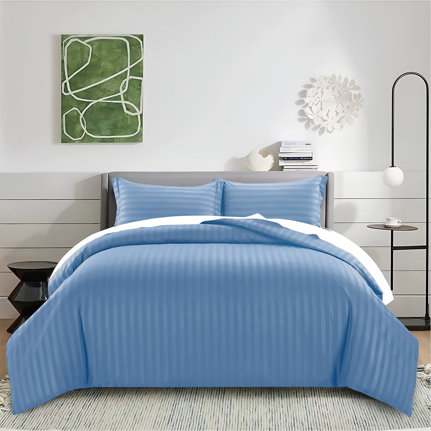 Satin Stripe Duvet Cover Set Luxury Hotel Style Bedding Single Double King Super King Size