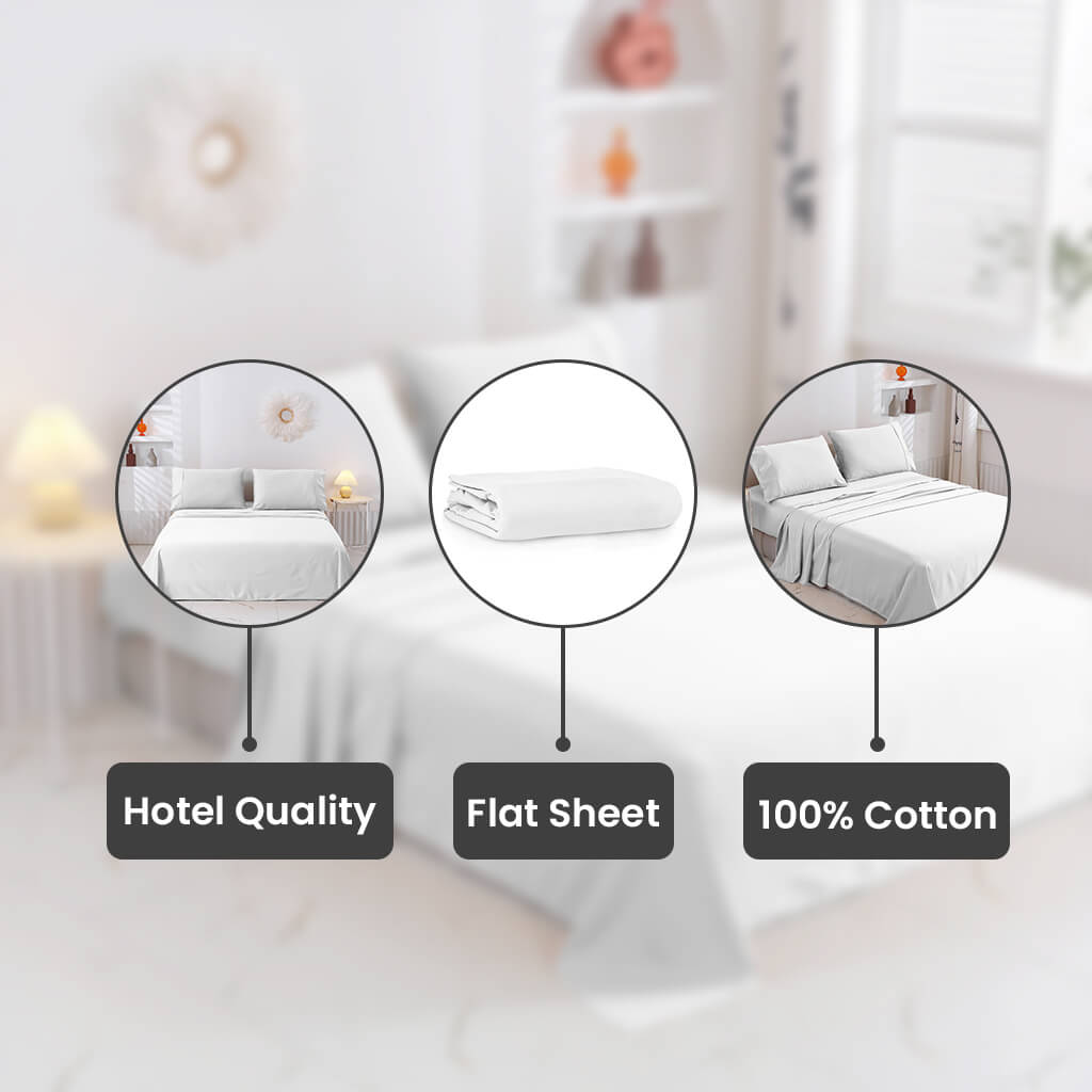 White Egyptian Cotton Flat Bed Sheet