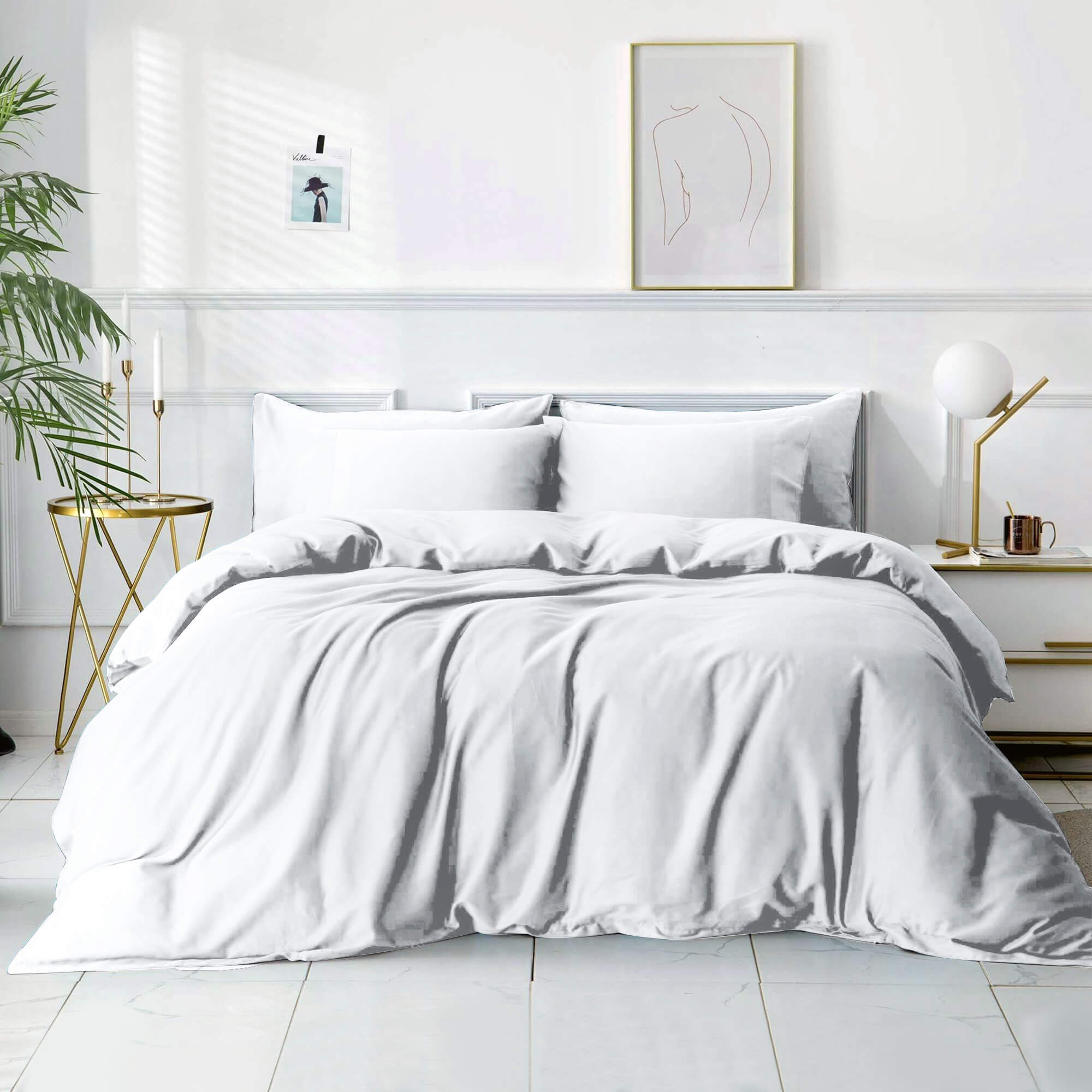 white Plain Duvet Cover Set