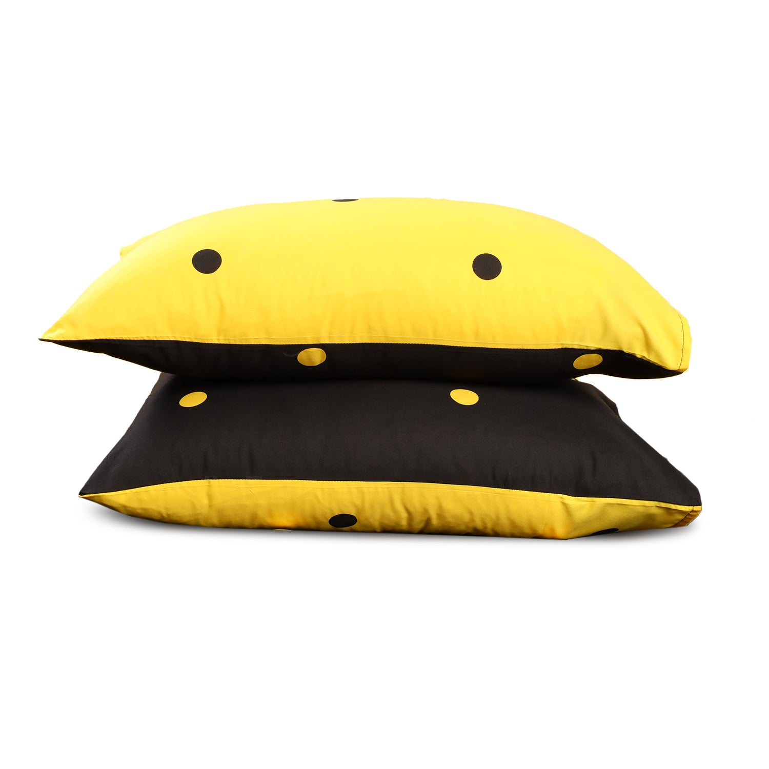 Polka Dot Printed Duvet Cover Set Ochre & Black