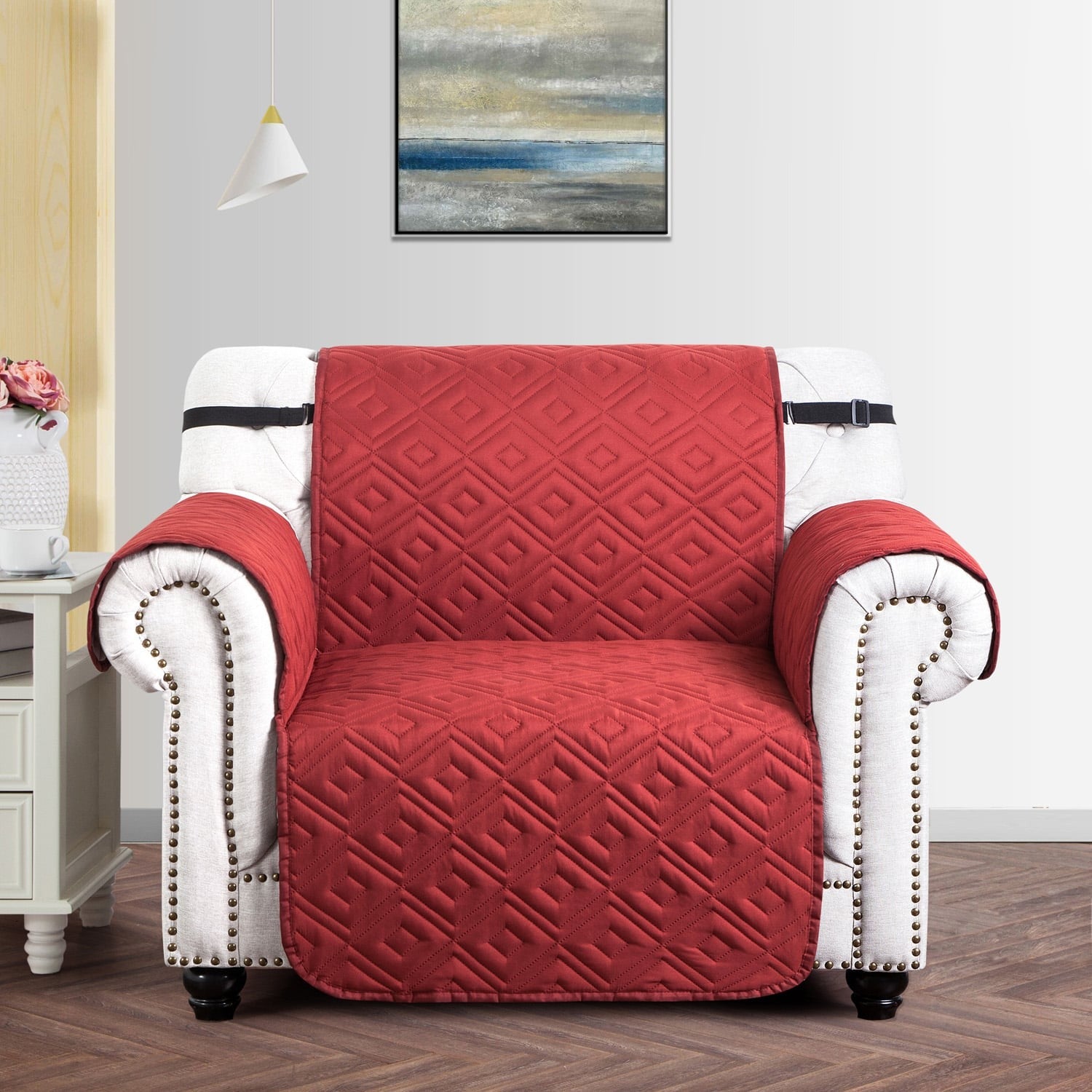 Burgundy / Beige Waterproof Sofa Cover