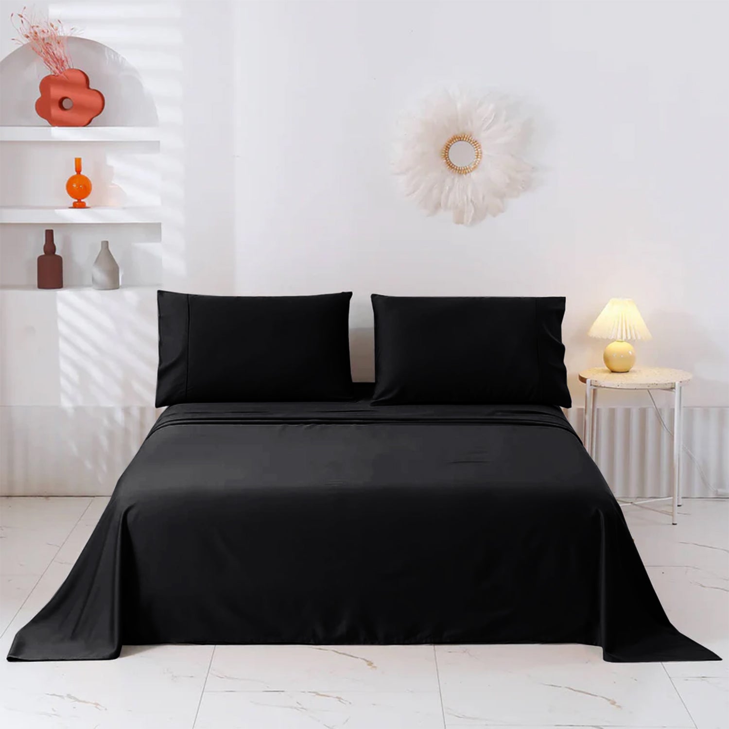 Black Egyptian Cotton Flat Bed Sheet