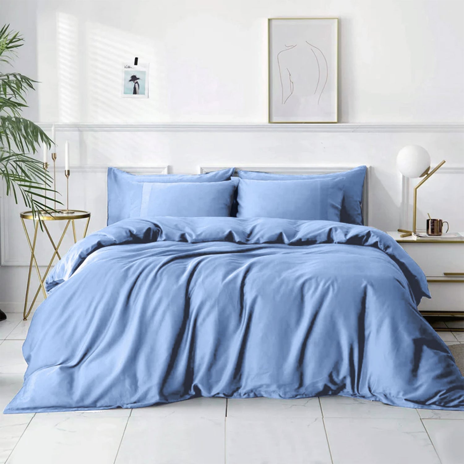 Plain Duvet Cover with Pillowcase Set