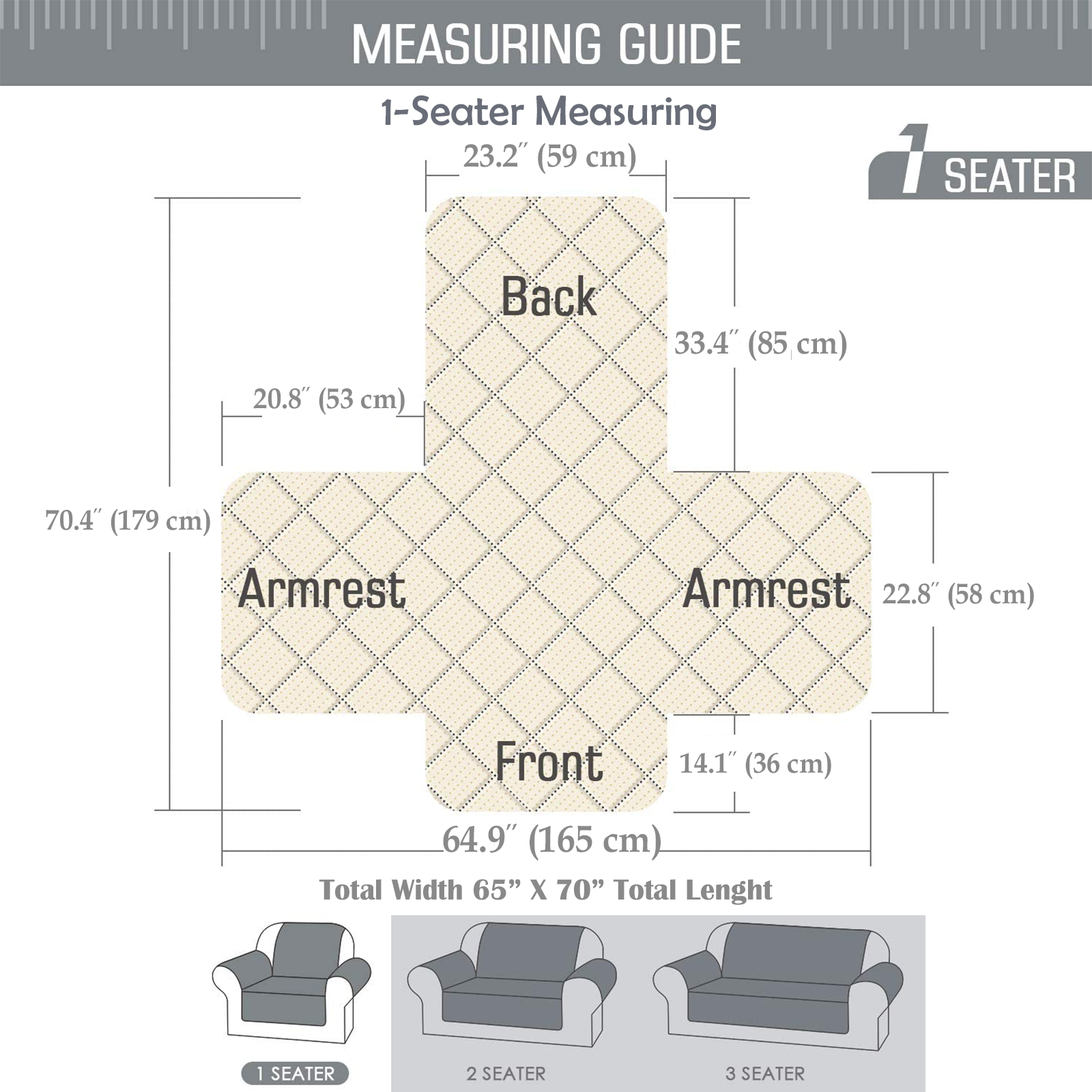 Waterproof Sofa Protector Cover Non-Slip Beige