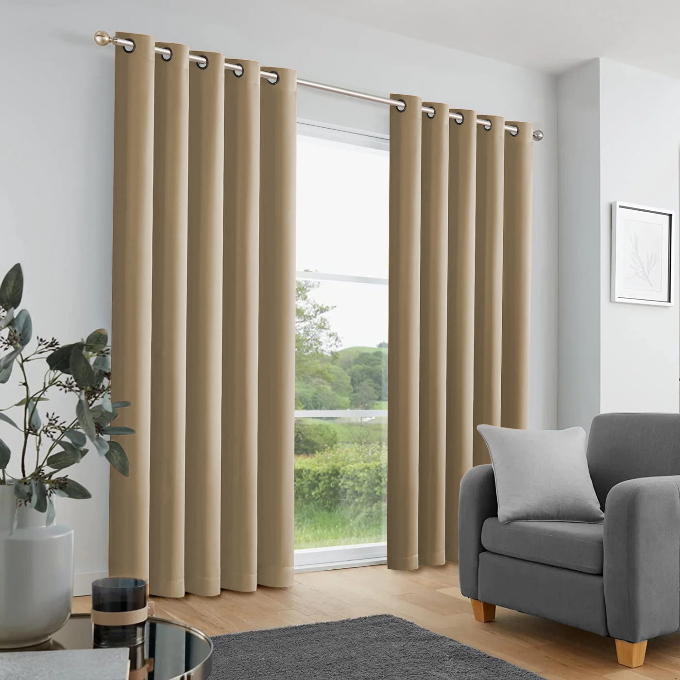 Plain Blackout Eyelet Curtains