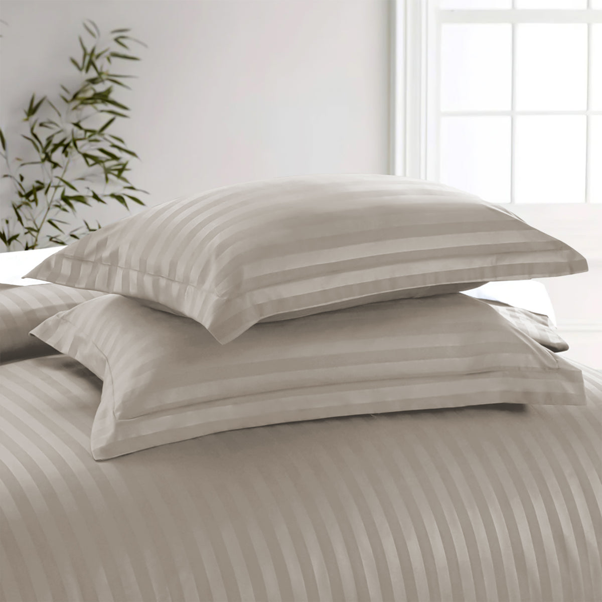 Satin Stripe Duvet Cover Set Luxury Hotel Style Bedding Single Double King Super King Size