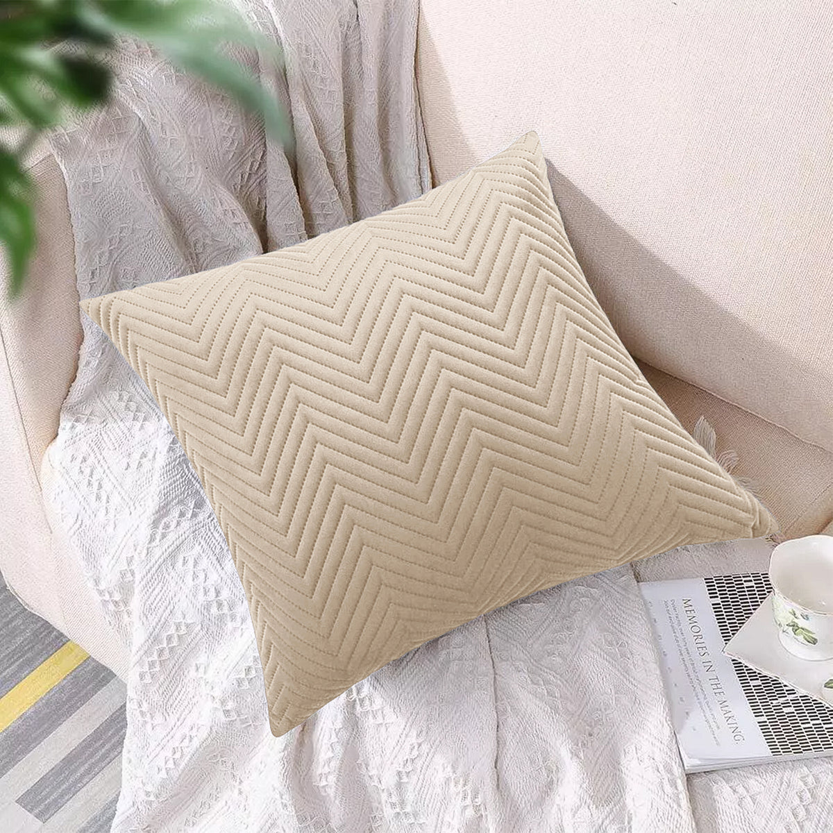 Pack Of 2 Quilted Embossed Cushion Covers