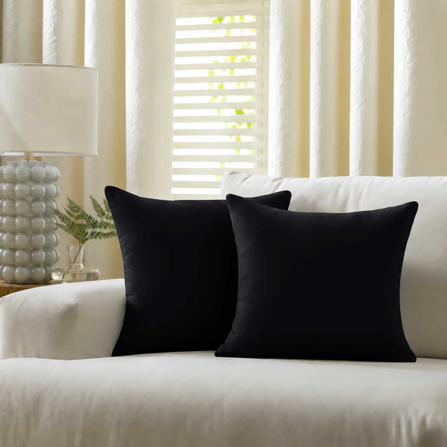 Pair of Microfibre Plain Cushion Covers for Bed & Living Room