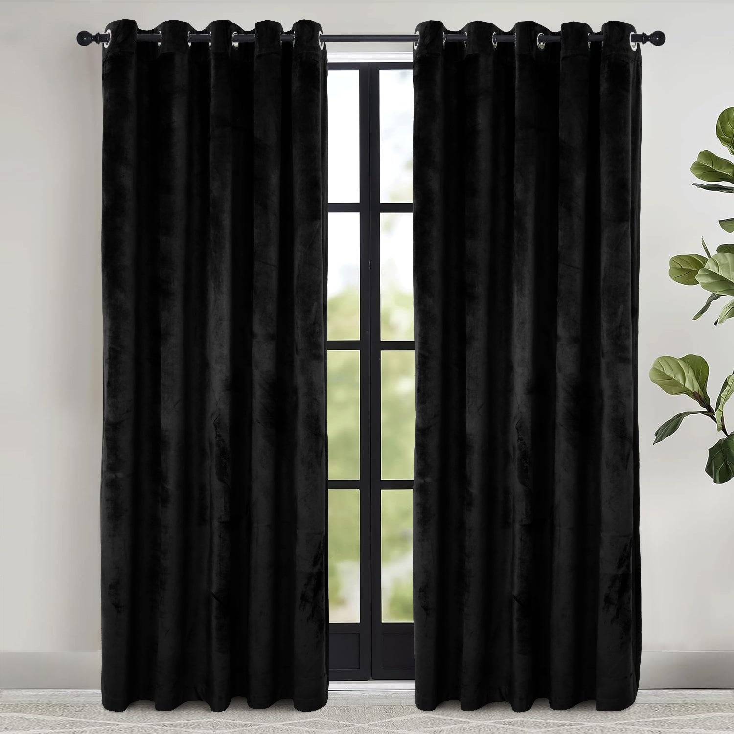 Velvet Eyelet Curtains Ready Made