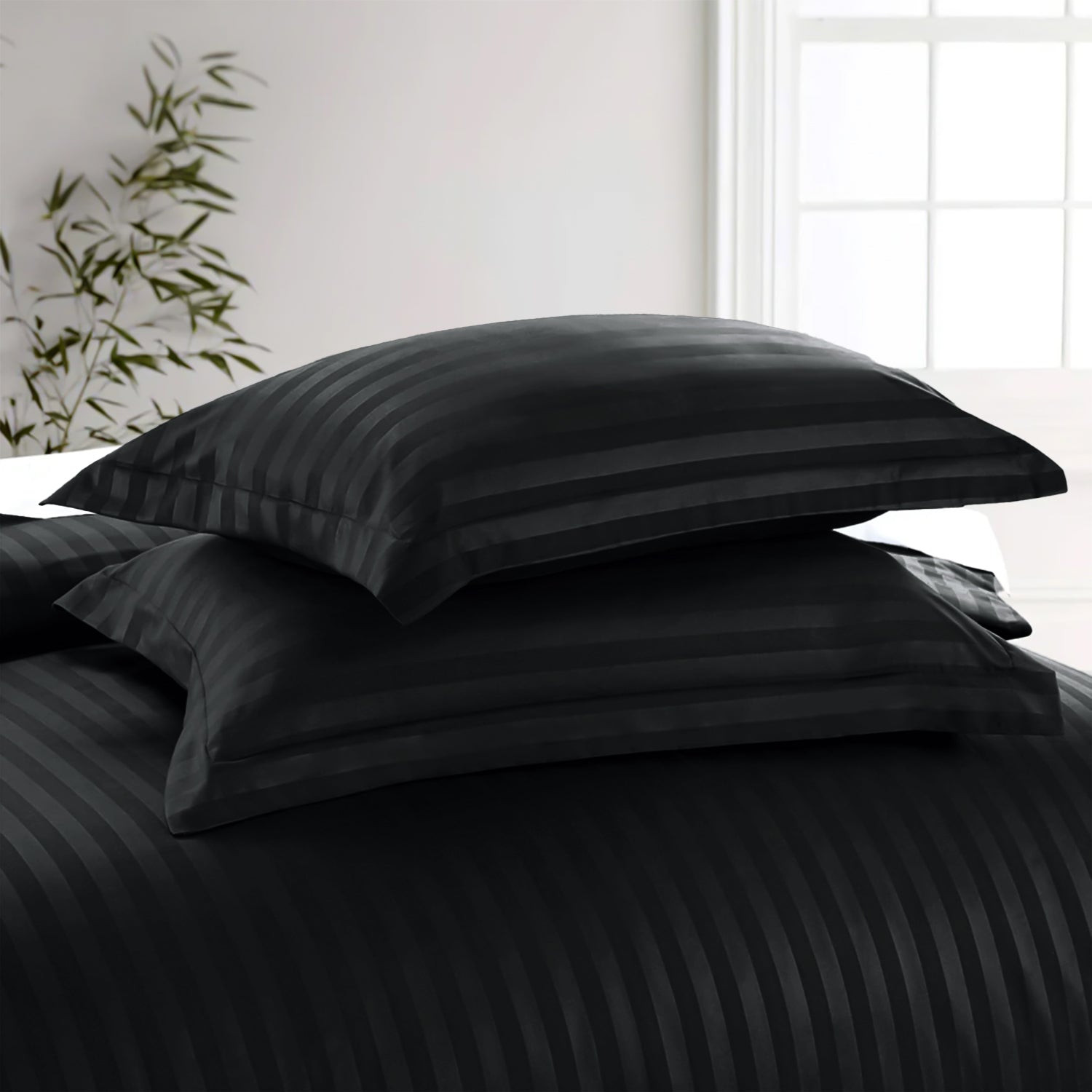 Satin Stripe Duvet Cover Set Luxury Hotel Style Bedding Single Double King Super King Size