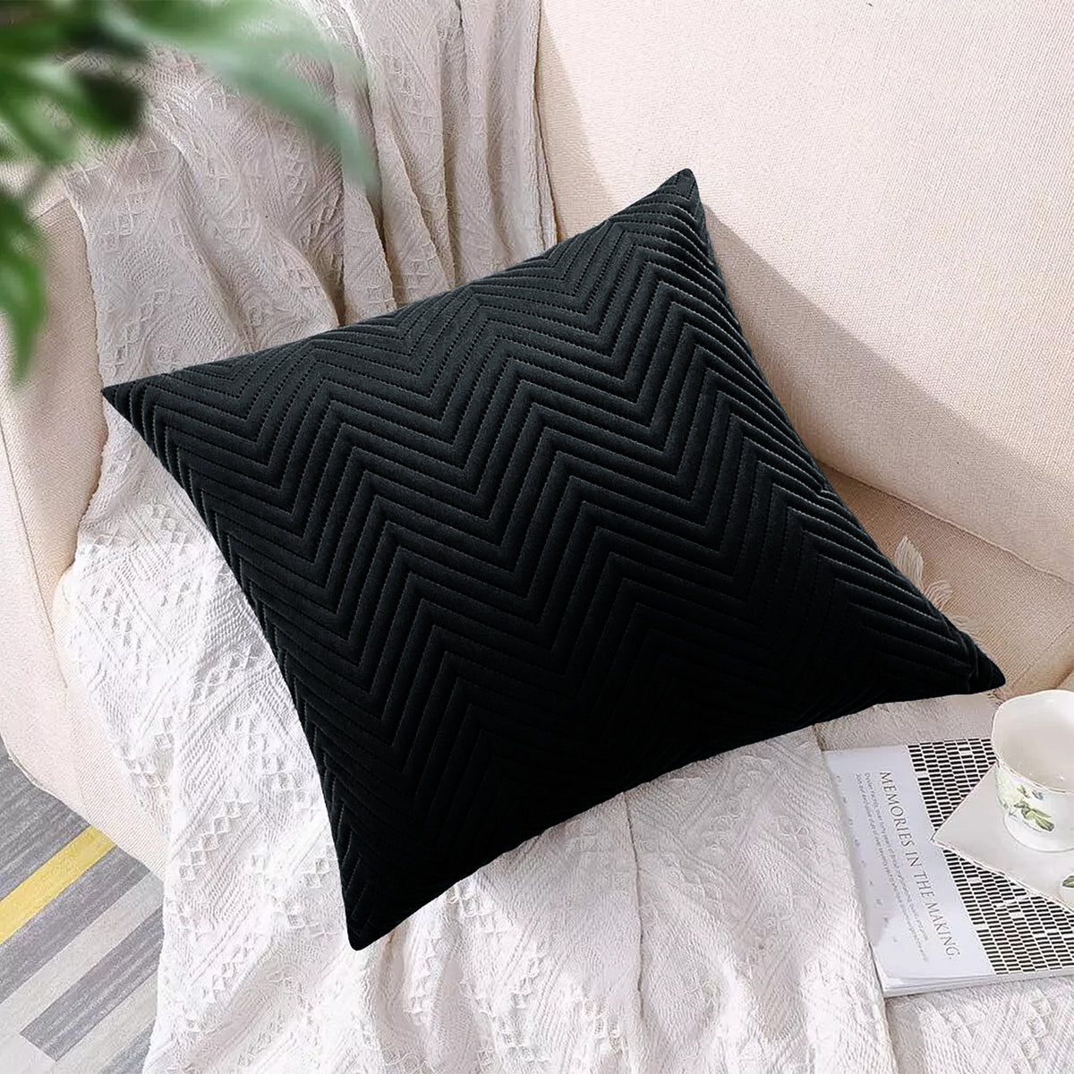 Pack Of 2 Quilted Embossed Cushion Covers