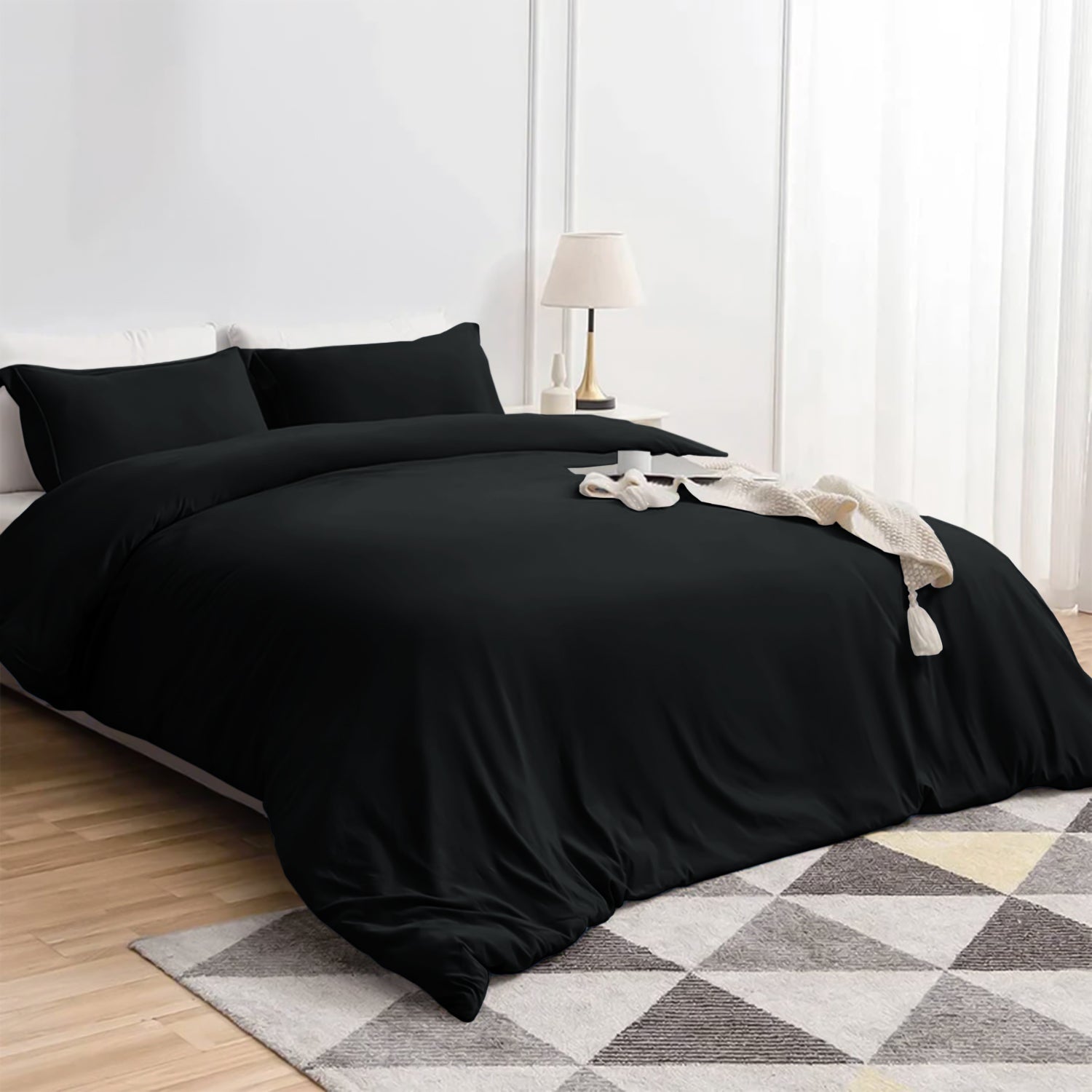 Plain Duvet Cover with Pillowcase Set