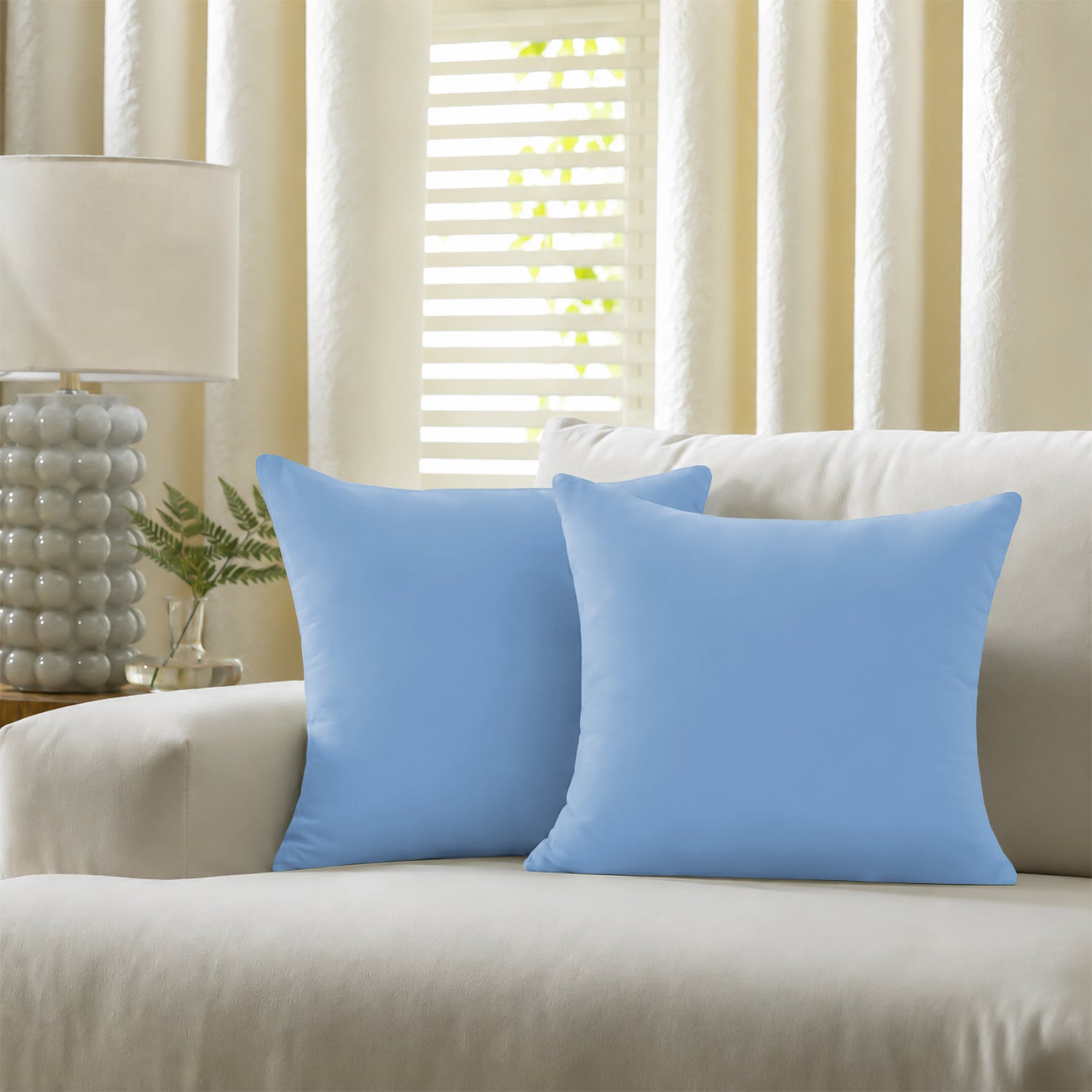 Pair of Microfibre Plain Cushion Covers for Bed & Living Room