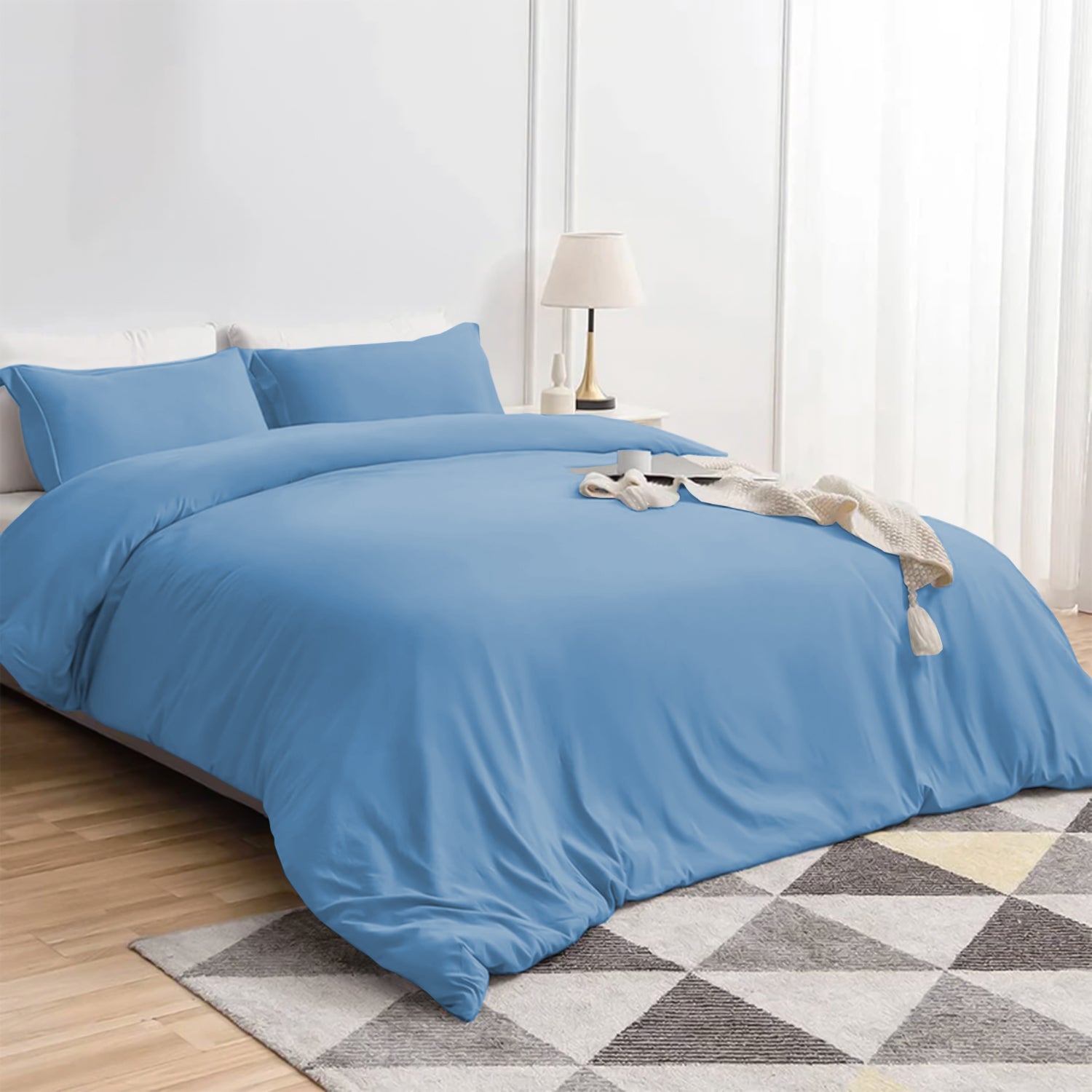 Plain Duvet Cover with Pillowcase Set