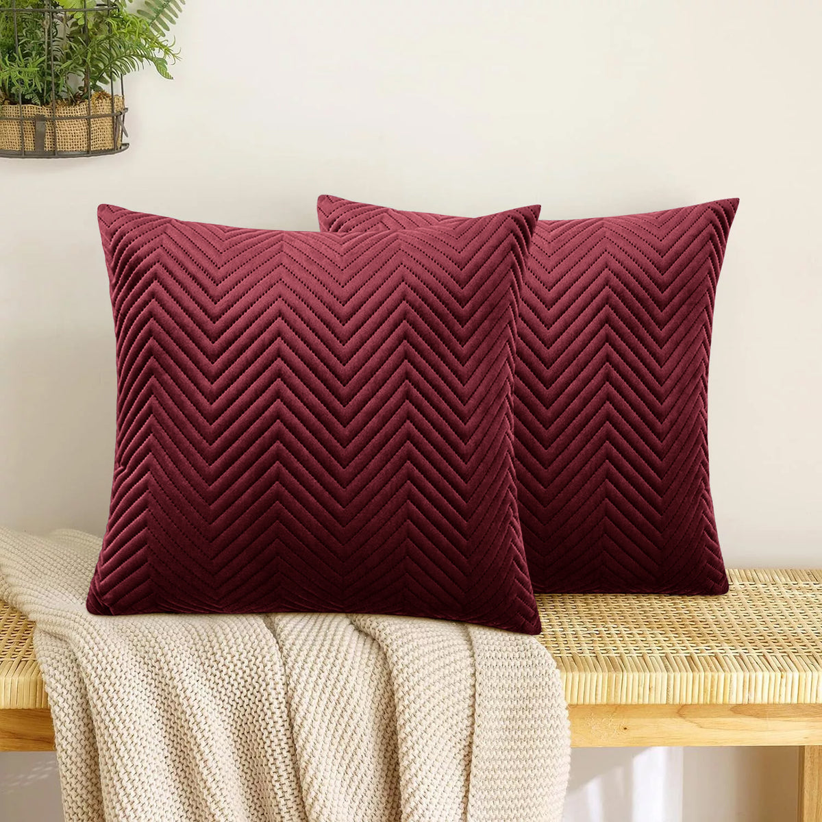 Pack Of 2 Quilted Embossed Cushion Covers