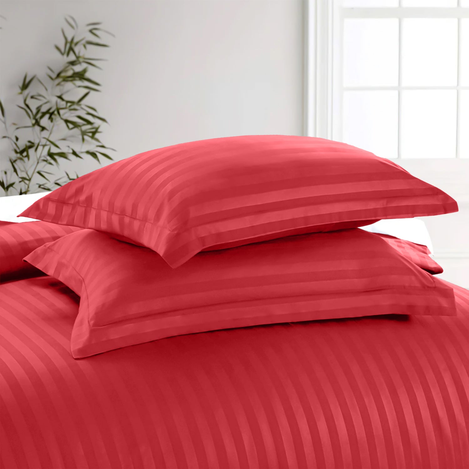 Satin Stripe Duvet Cover Set Luxury Hotel Style Bedding Single Double King Super King Size