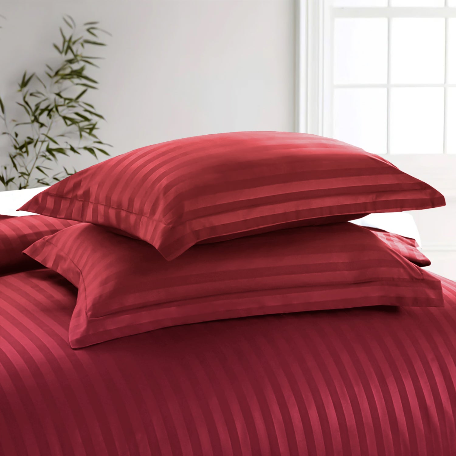 Satin Stripe Duvet Cover Set Luxury Hotel Style Bedding Single Double King Super King Size