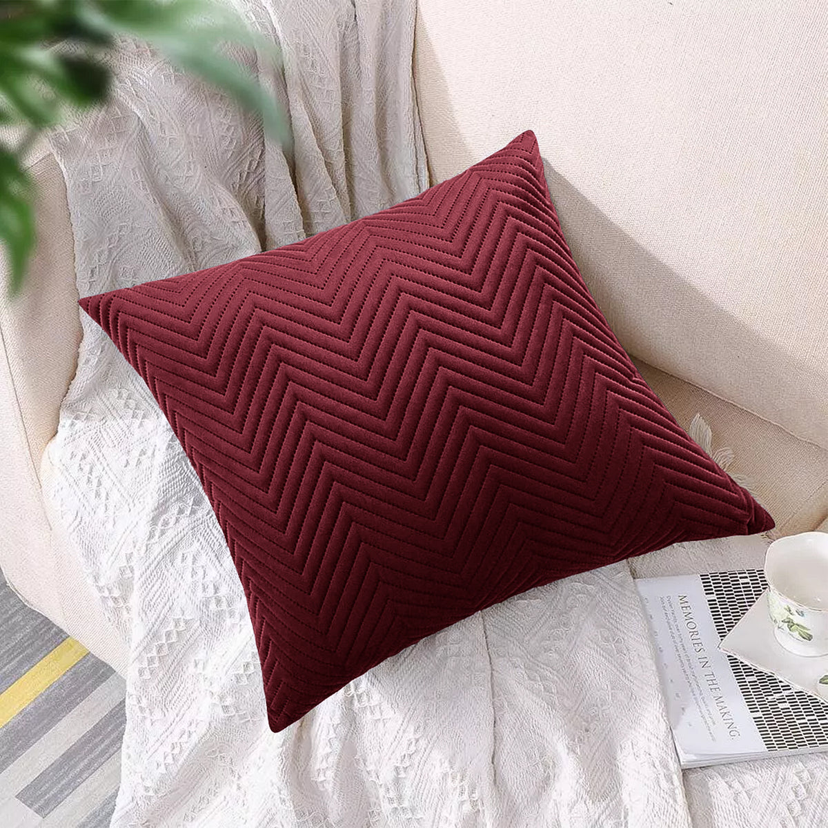 Pack Of 2 Quilted Embossed Cushion Covers