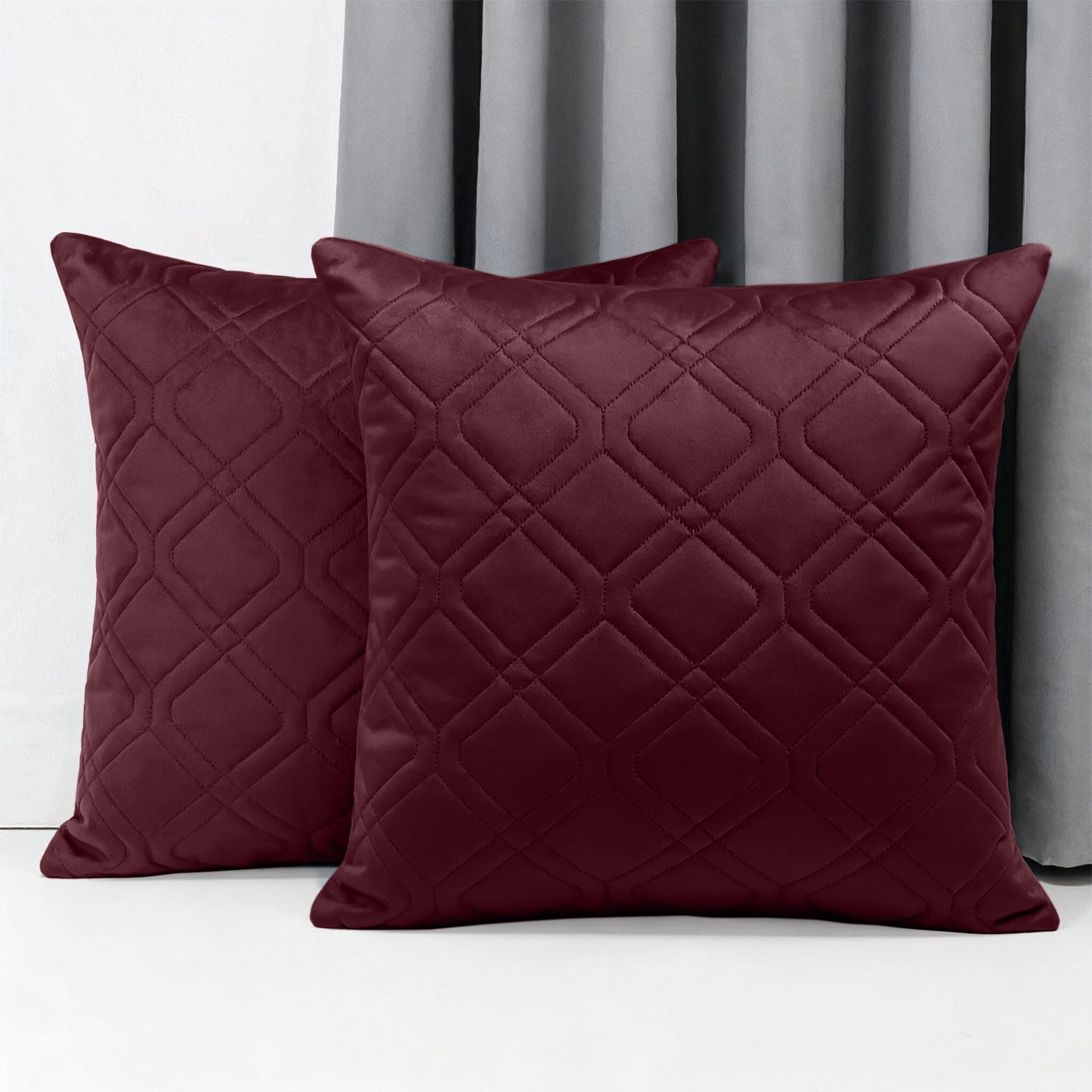 Soft Velvet Cushion Cover with Diamond Pattern – Pack Of 2