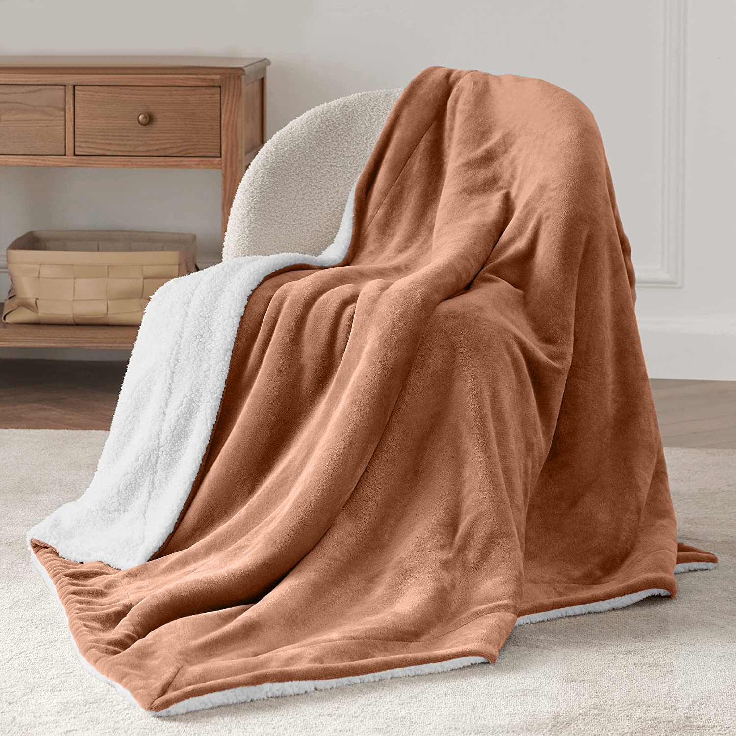Camel Sherpa Throw Blanket