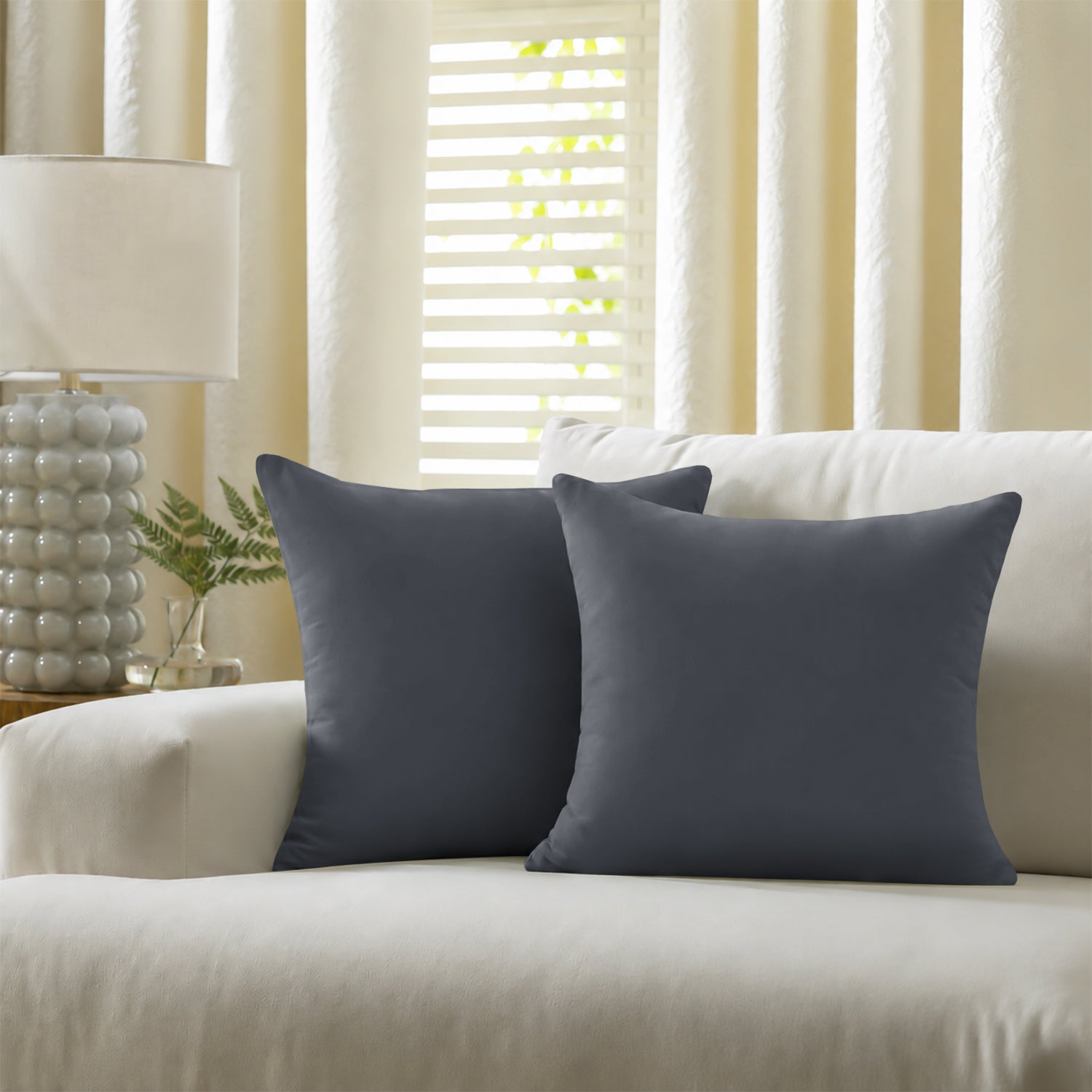Pair of Microfibre Plain Cushion Covers for Bed & Living Room