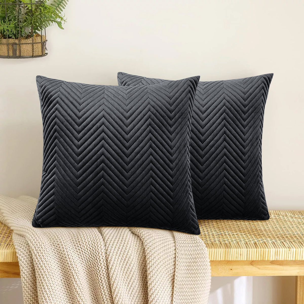 Pack Of 2 Quilted Embossed Cushion Covers