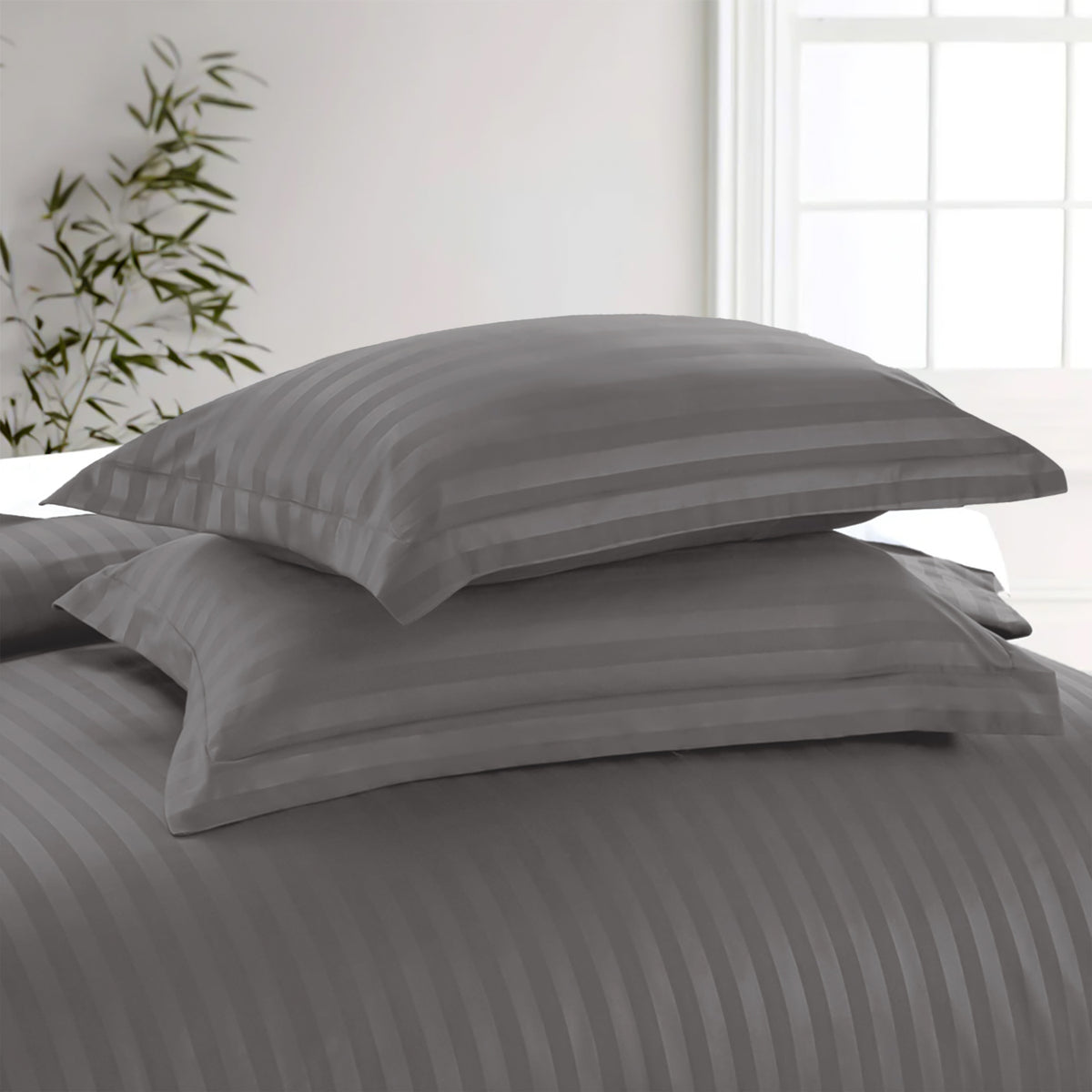 Satin Stripe Duvet Cover Set Luxury Hotel Style Bedding Single Double King Super King Size