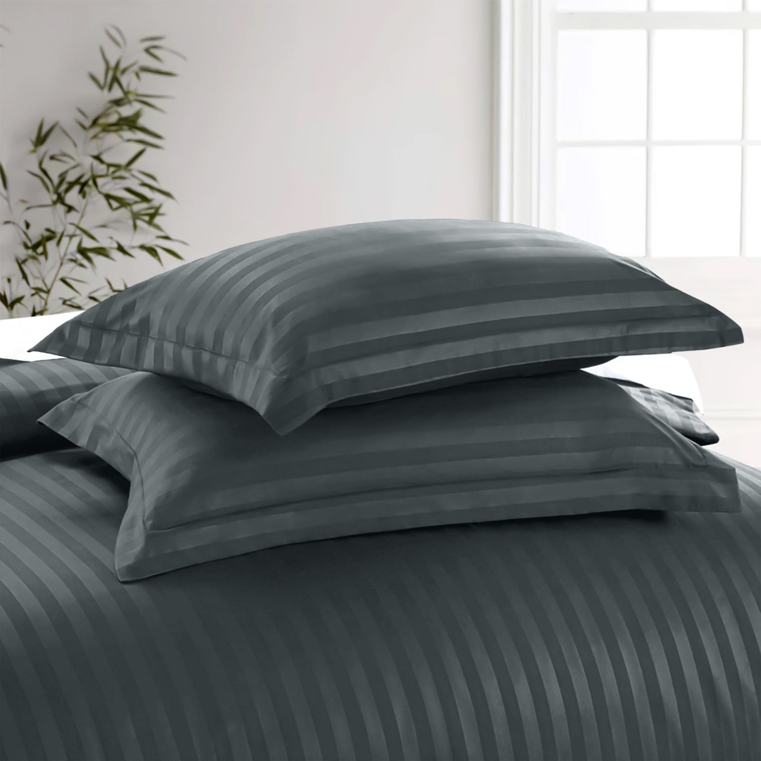 Satin Stripe Duvet Cover Set Luxury Hotel Style Bedding Single Double King Super King Size