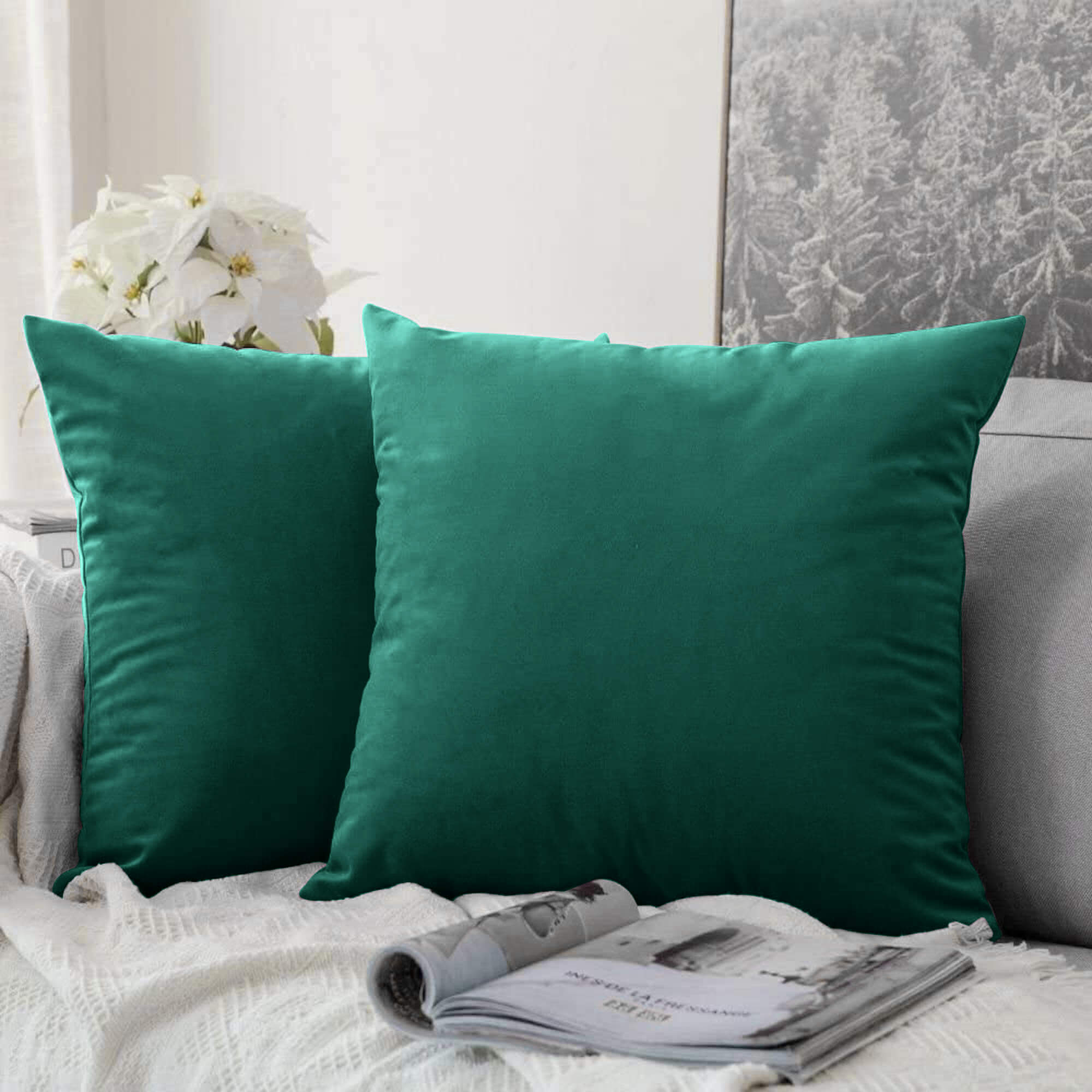 Plain green cushions best sale