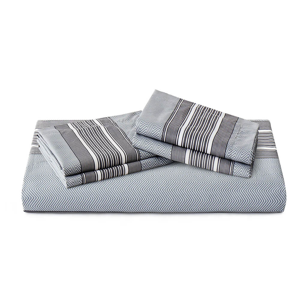 Grey Striped Duvet Cover Set