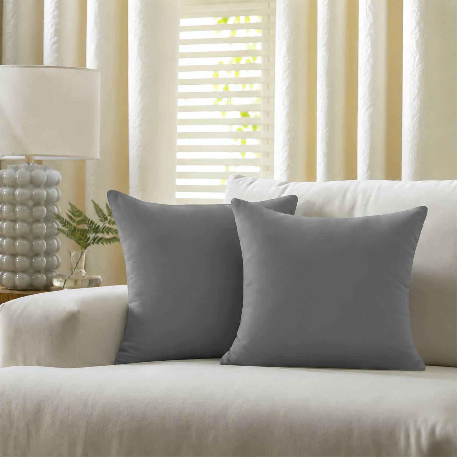 Pair of Microfibre Plain Cushion Covers for Bed & Living Room
