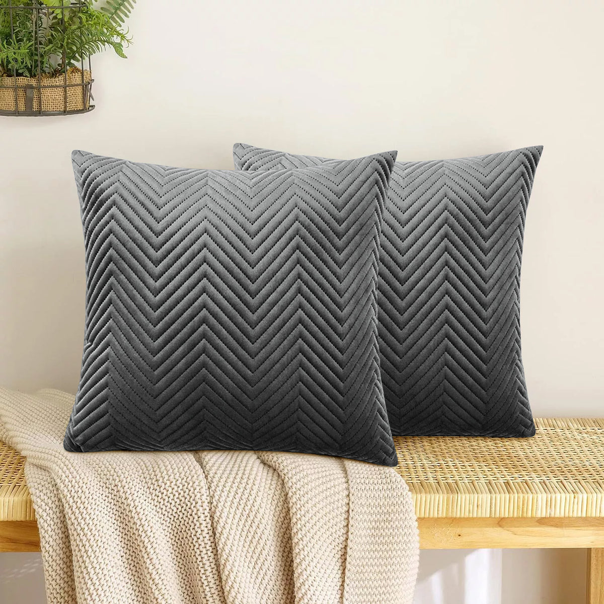 Pack Of 2 Quilted Embossed Cushion Covers