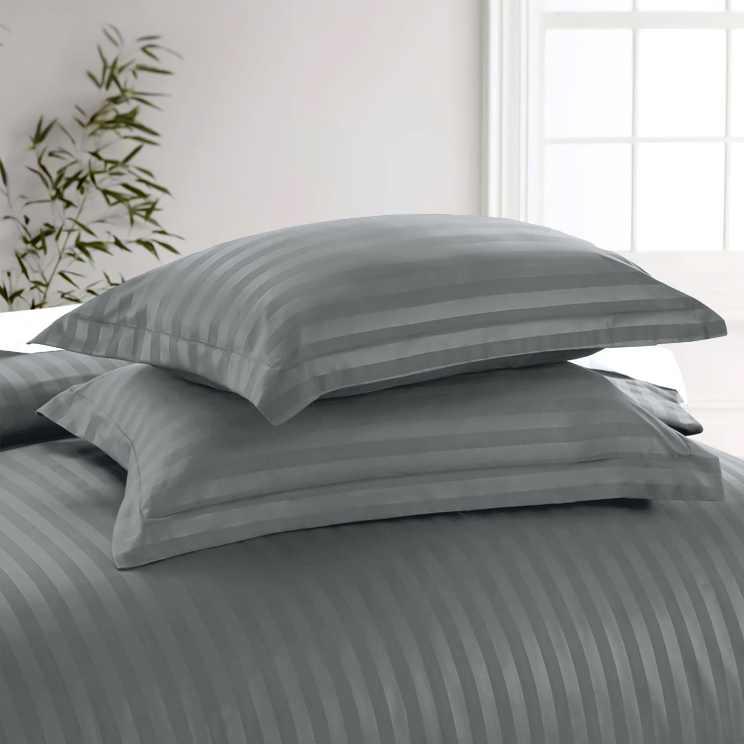 Satin Stripe Duvet Cover Set Luxury Hotel Style Bedding Single Double King Super King Size