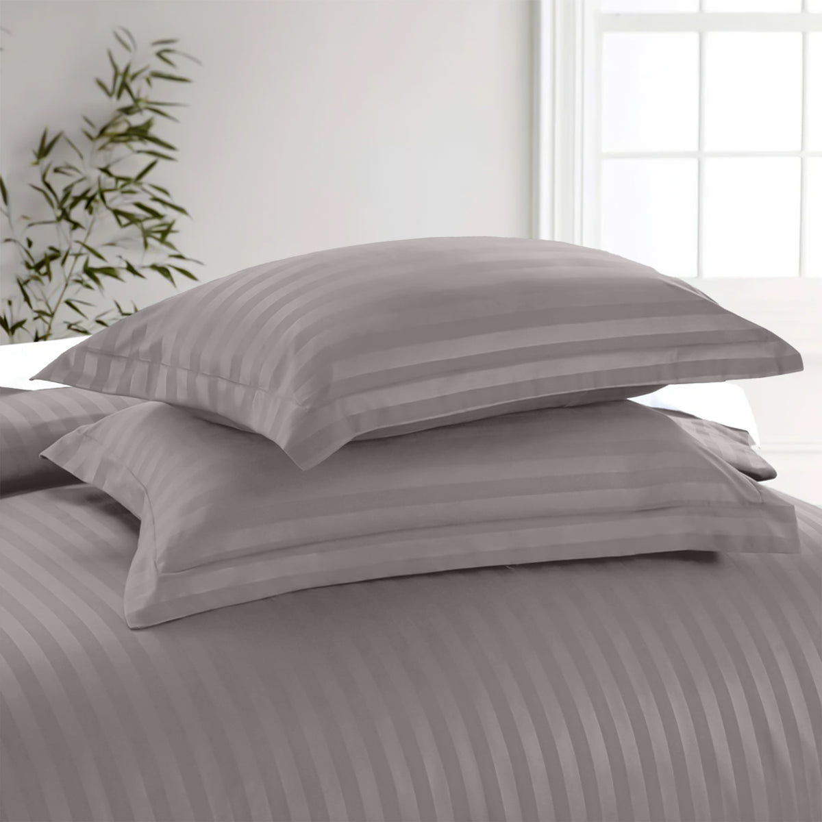 Satin Stripe Duvet Cover Set Luxury Hotel Style Bedding Single Double King Super King Size