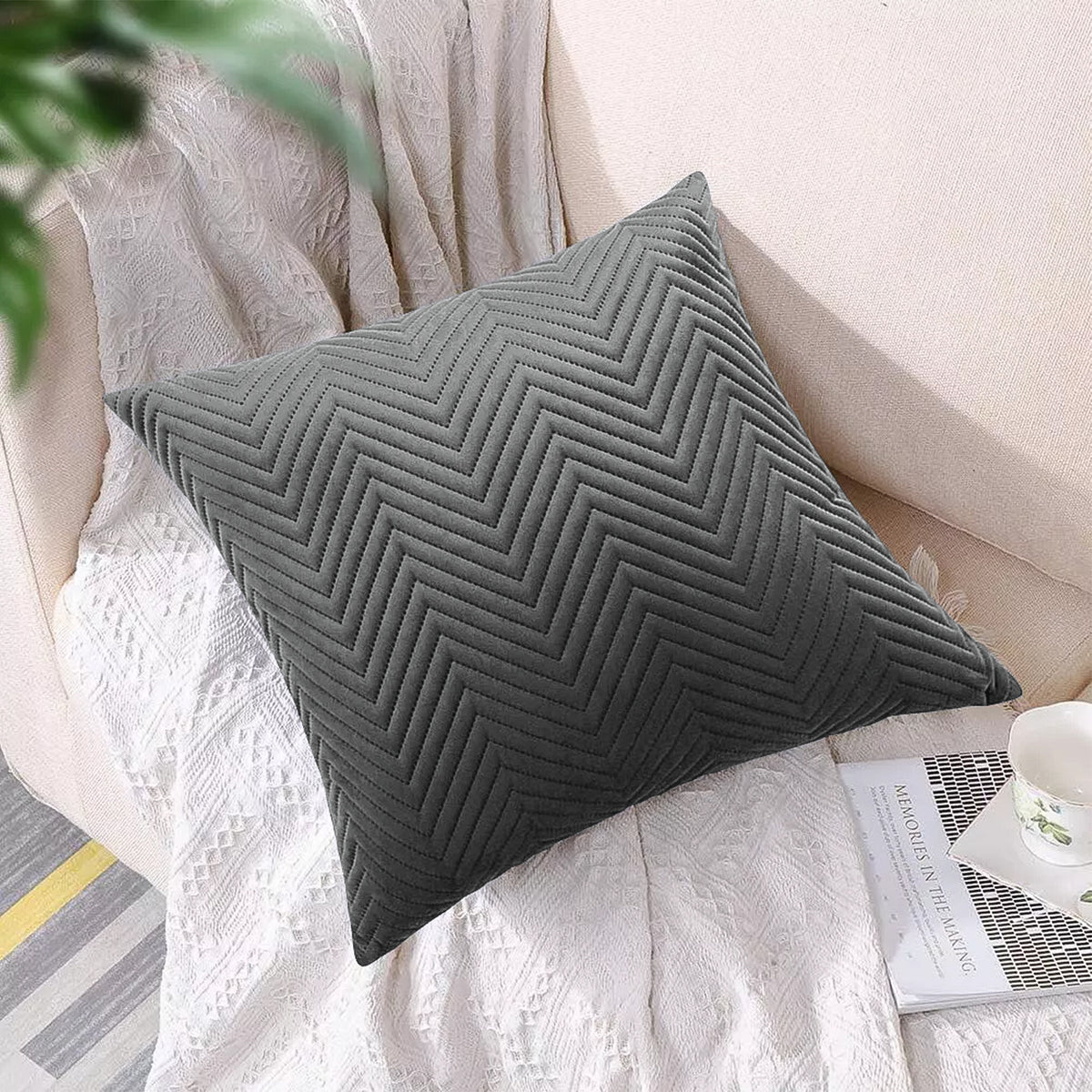 Pack Of 2 Quilted Embossed Cushion Covers