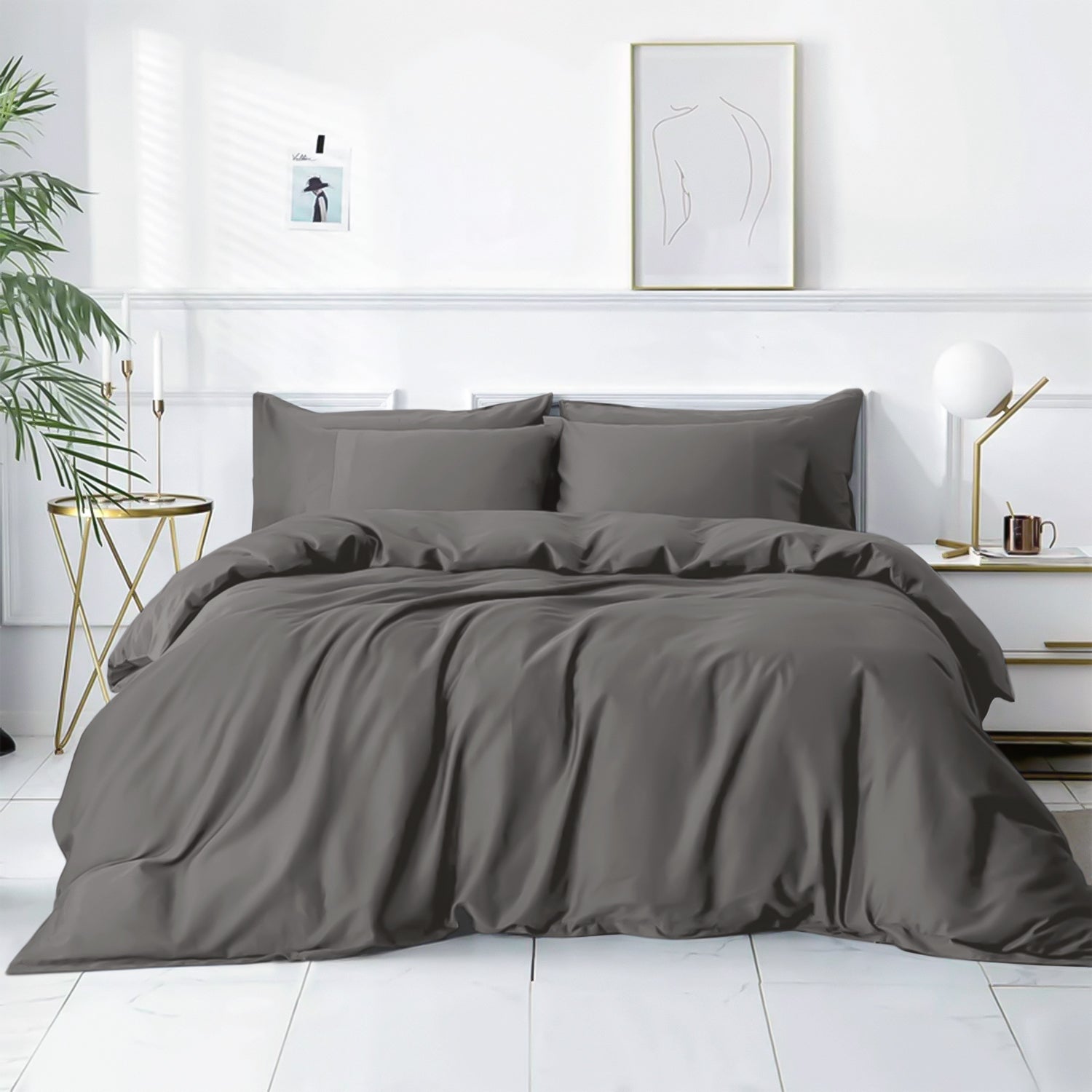 Plain Duvet Cover with Pillowcase Set