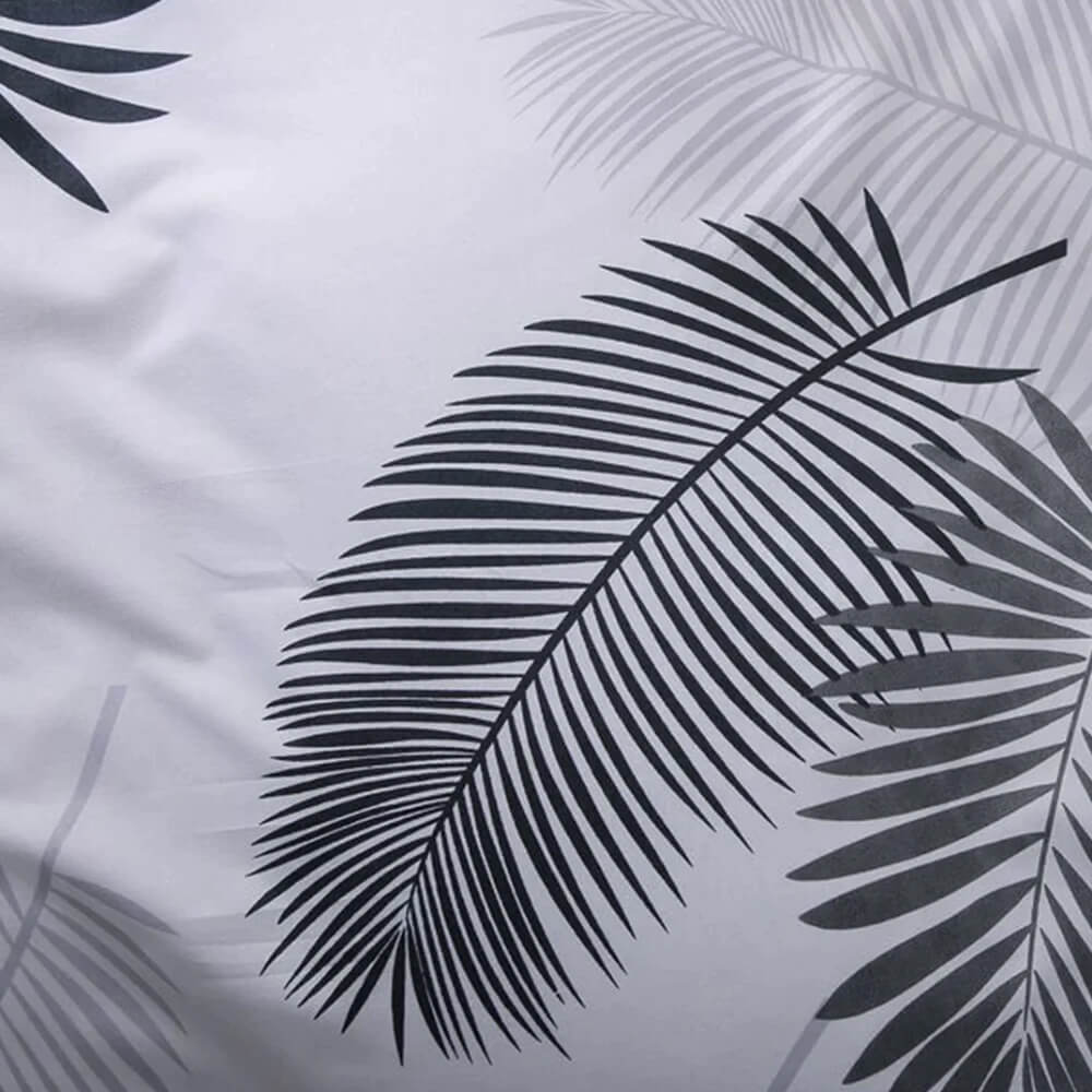 Palm Leaf Printed White Duvet Cover Set