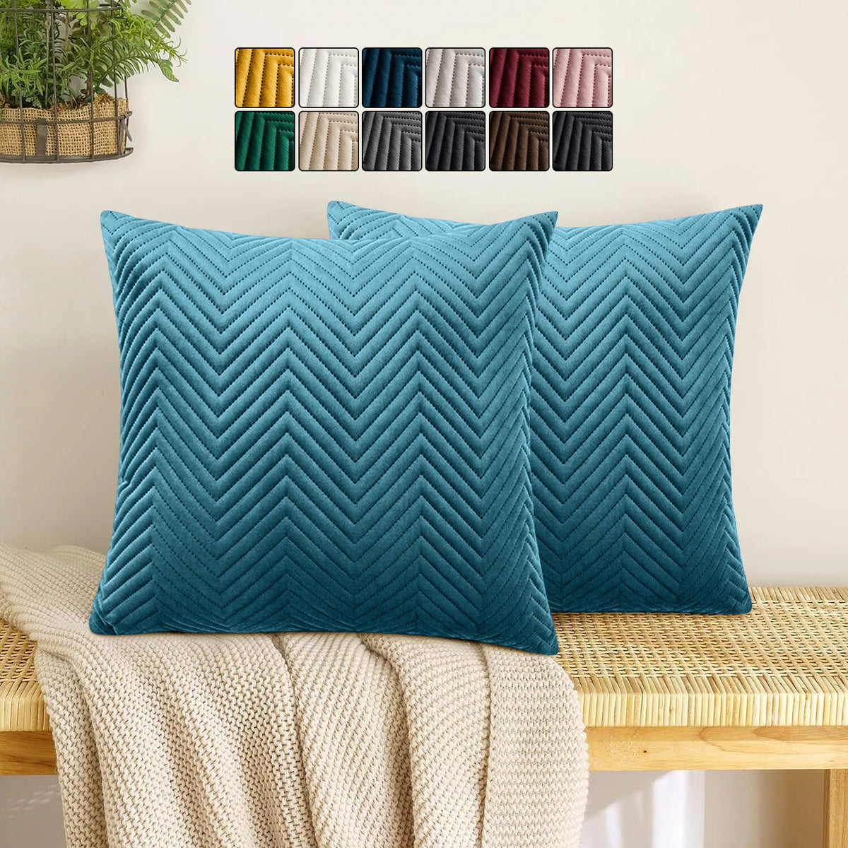 Pack Of 2 Quilted Embossed Cushion Covers