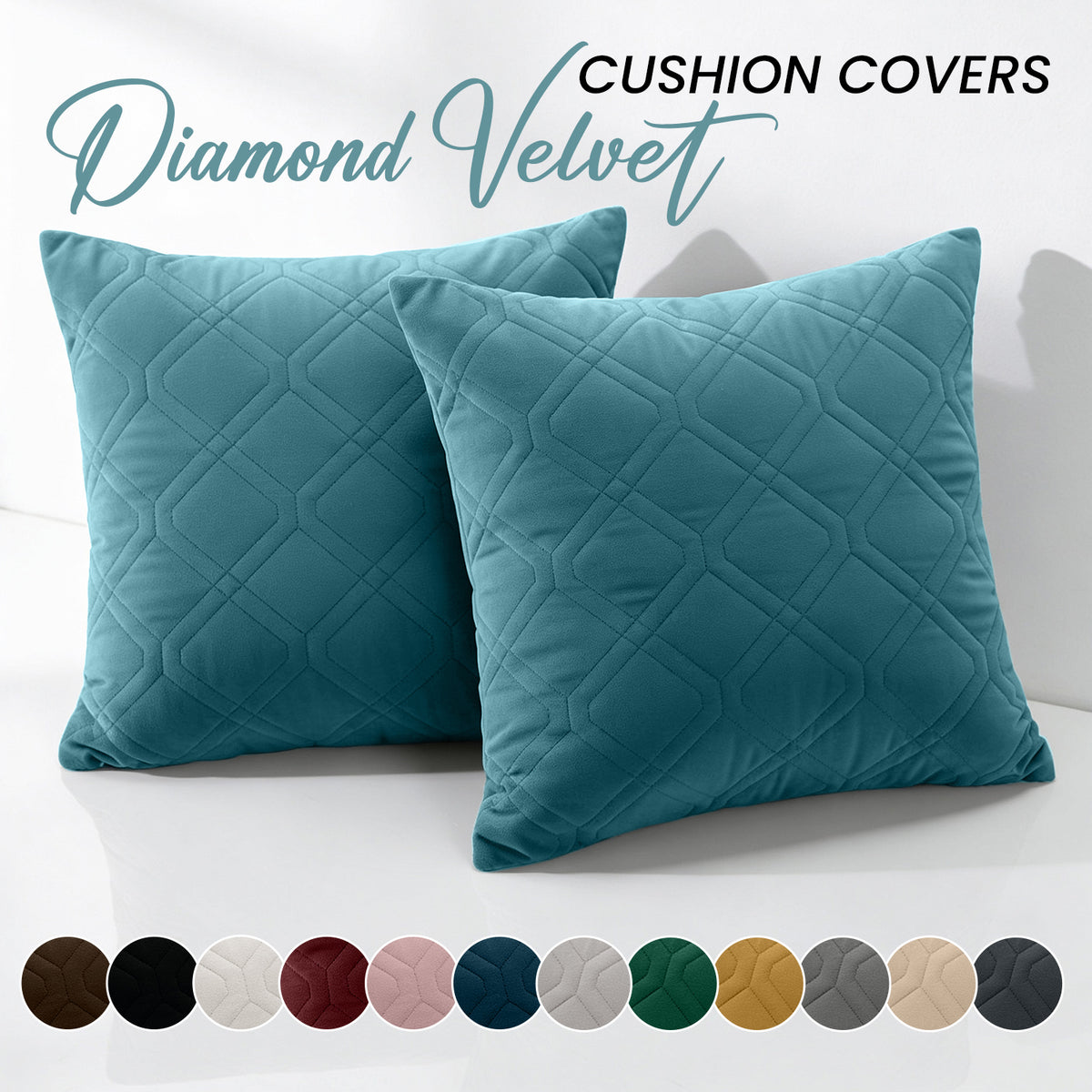 Soft Velvet Cushion Cover with Diamond Pattern – Pack Of 2
