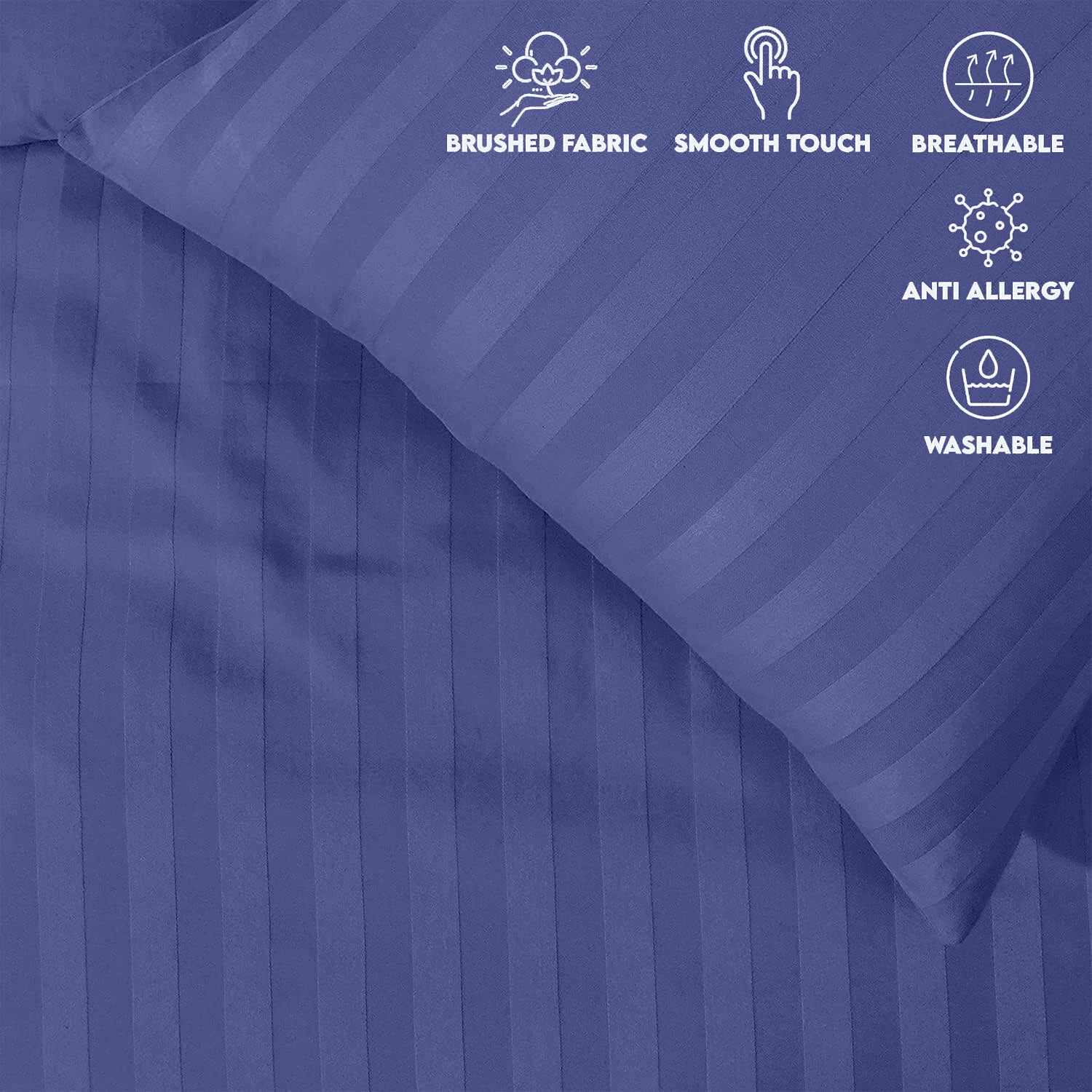 4 Piece Stripe Bedding Set - Duvet Cover, Pillowcases & Fitted Sheet