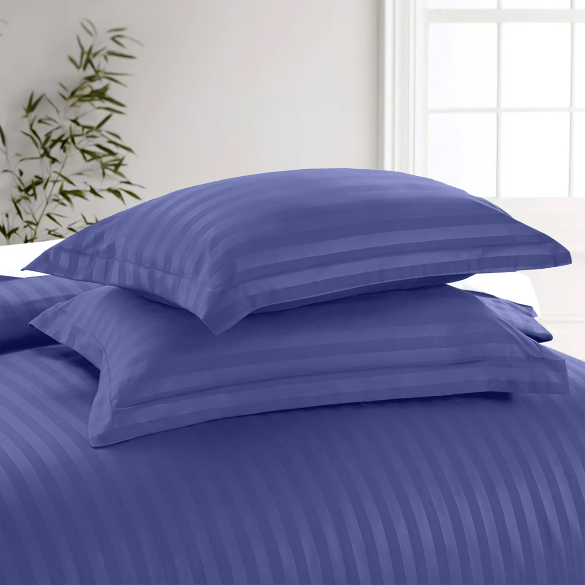 Satin Stripe Duvet Cover Set Luxury Hotel Style Bedding Single Double King Super King Size
