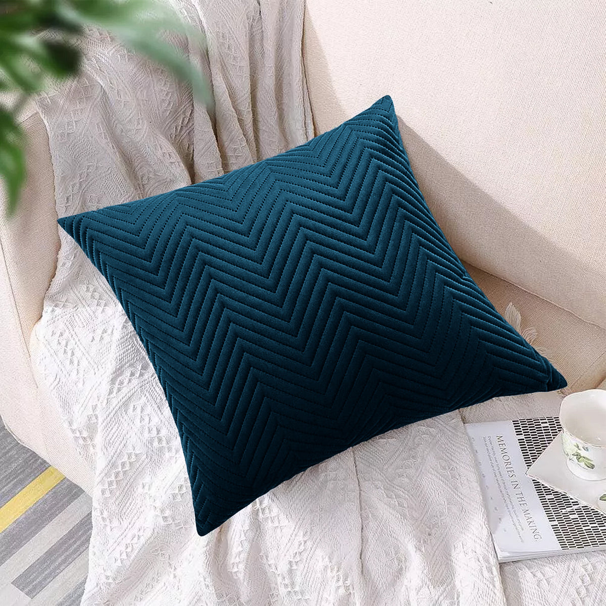 Pack Of 2 Quilted Embossed Cushion Covers