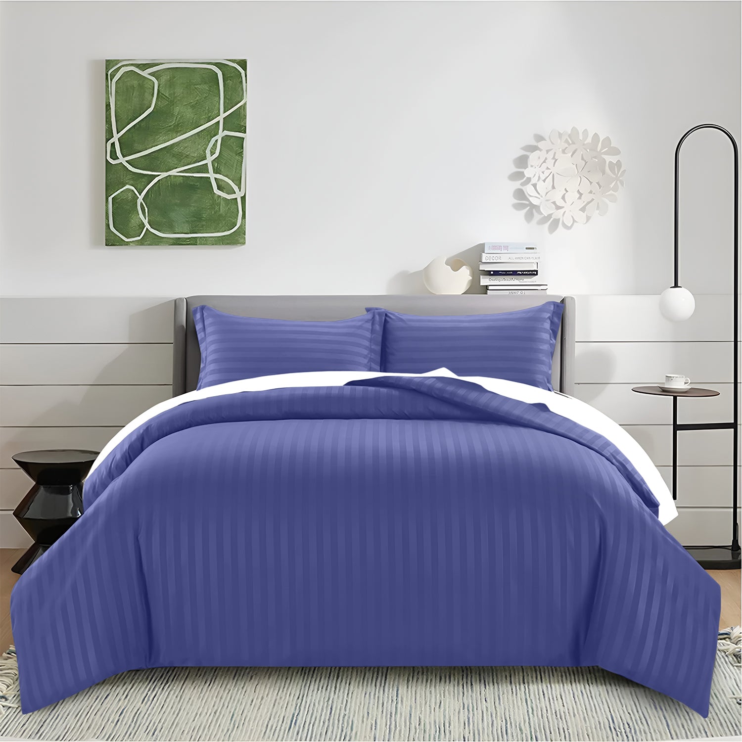 Satin Stripe Duvet Cover Set Luxury Hotel Style Bedding Single Double King Super King Size