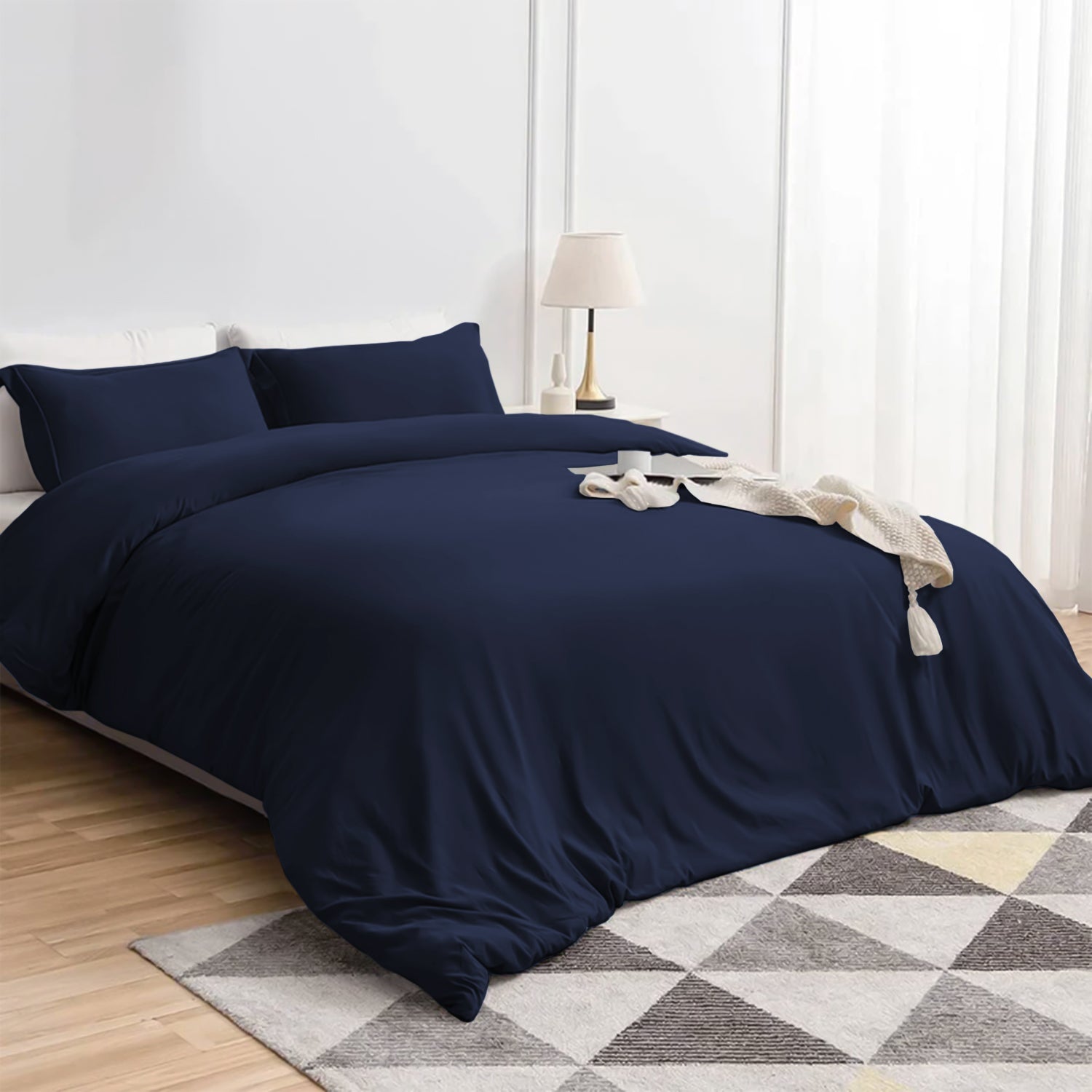 Plain Duvet Cover with Pillowcase Set