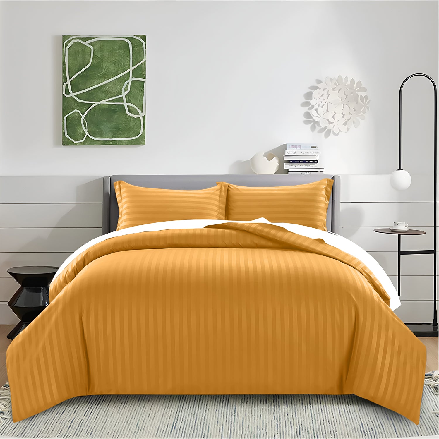 Satin Stripe Duvet Cover Set Luxury Hotel Style Bedding Single Double King Super King Size