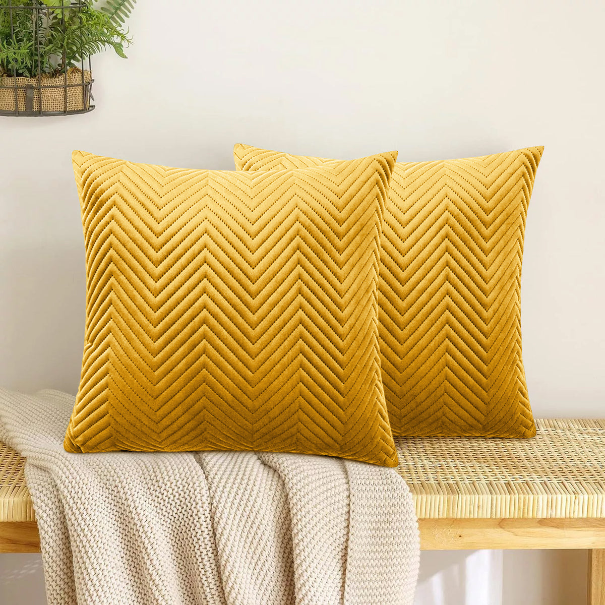 Pack Of 2 Quilted Embossed Cushion Covers