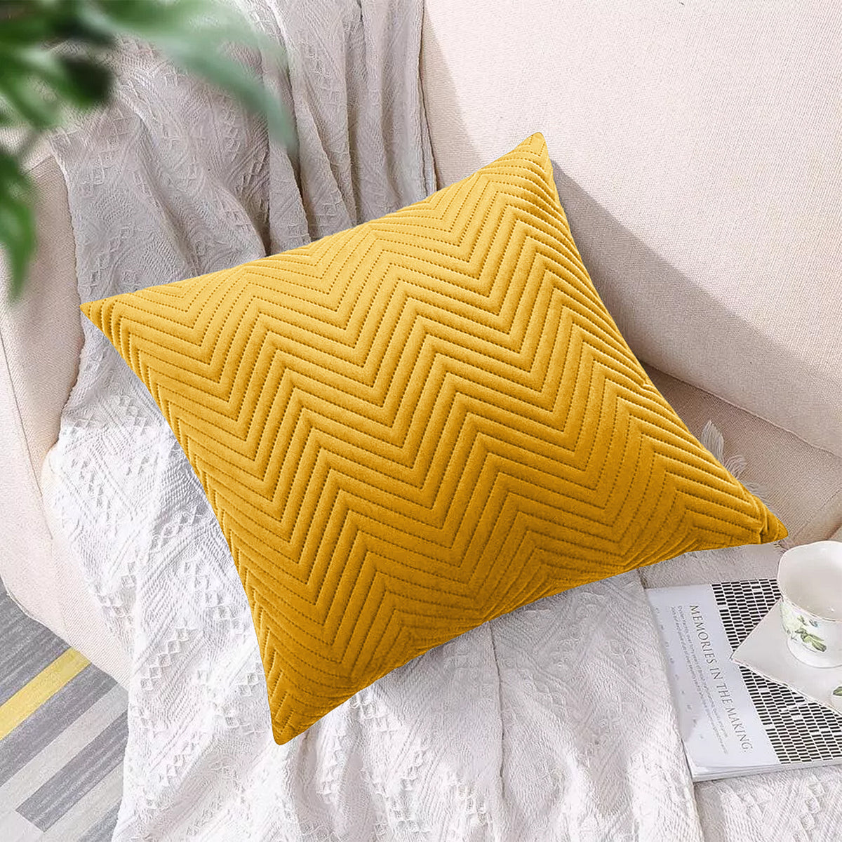 Pack Of 2 Quilted Embossed Cushion Covers