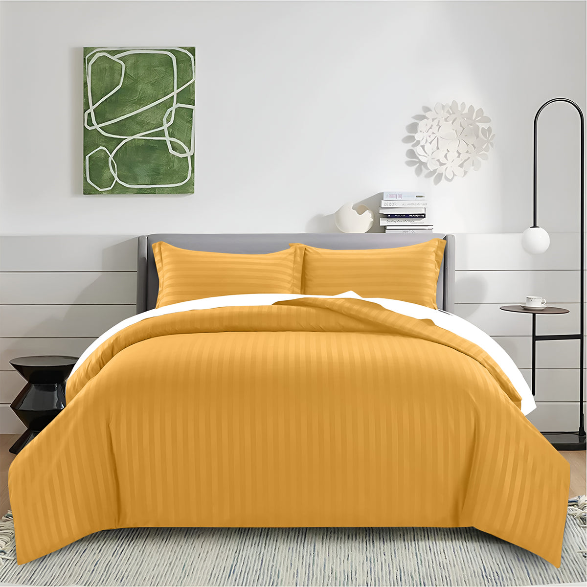 Satin Stripe Duvet Cover Set Luxury Hotel Style Bedding Single Double King Super King Size