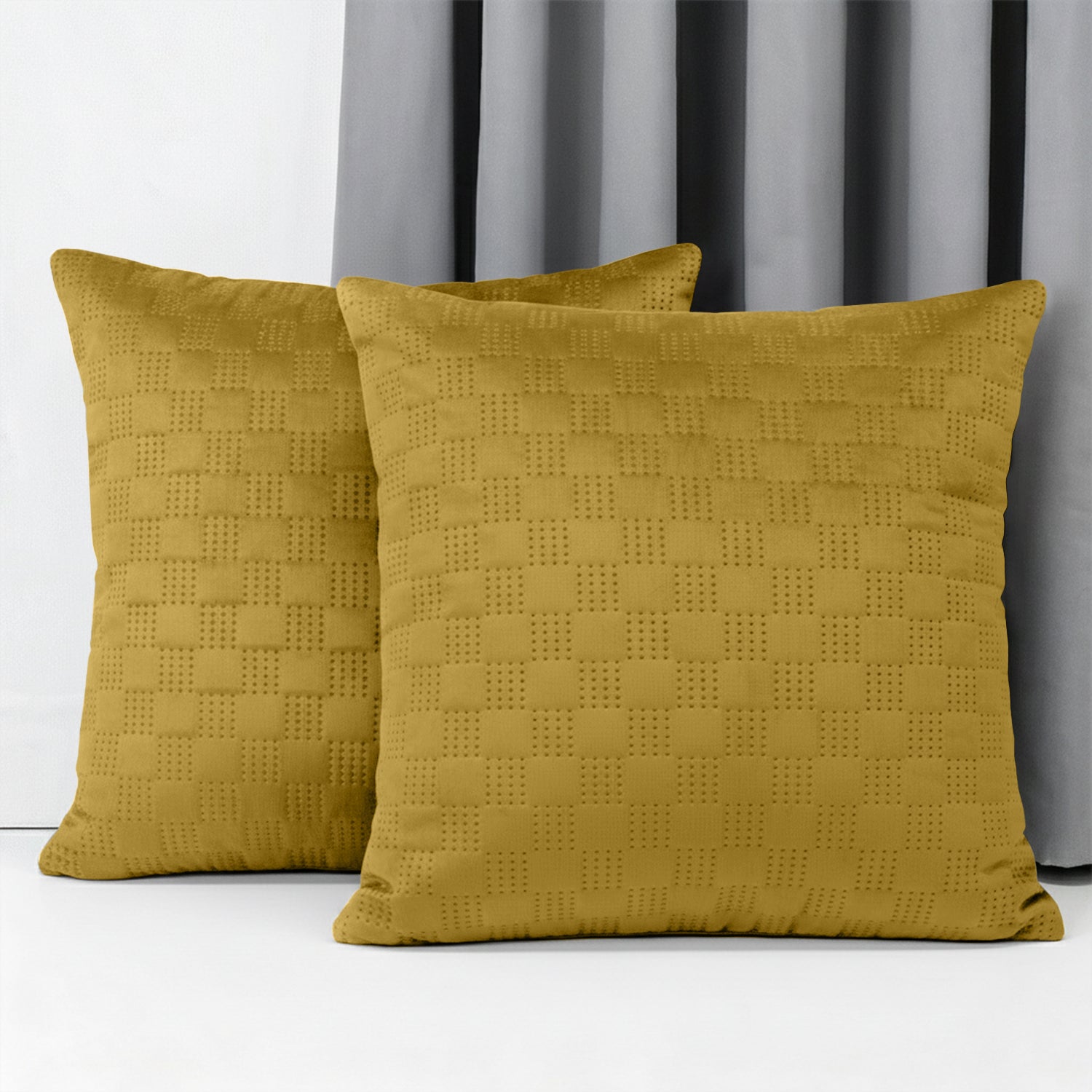 Checked Pattern Velvet Cushion Covers – Pack Of 2