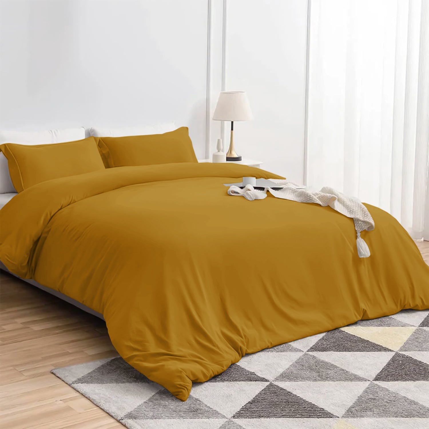 Plain Duvet Cover with Pillowcase Set